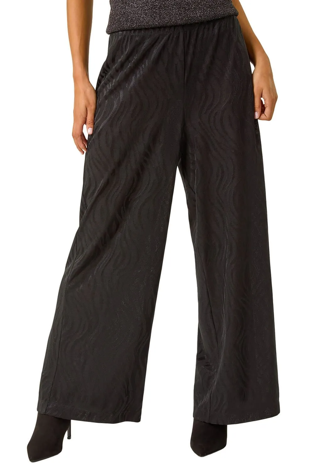 Petite Jacquard Wide Leg Trouser