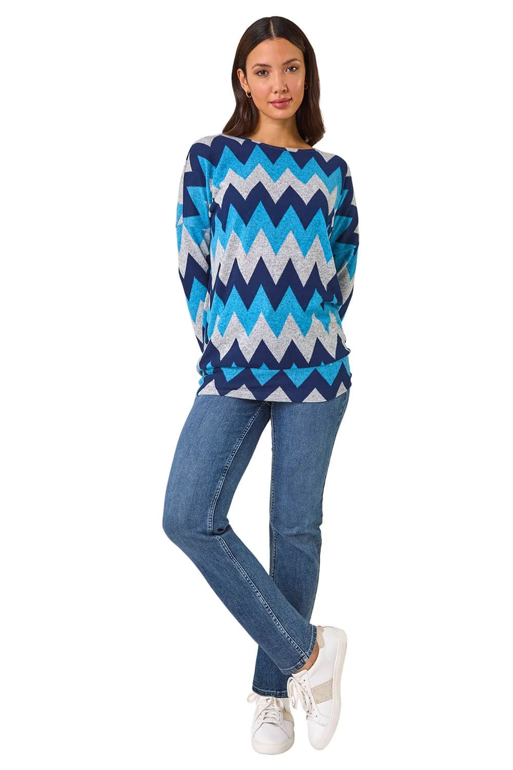 Zig Zag Stripe Print Top