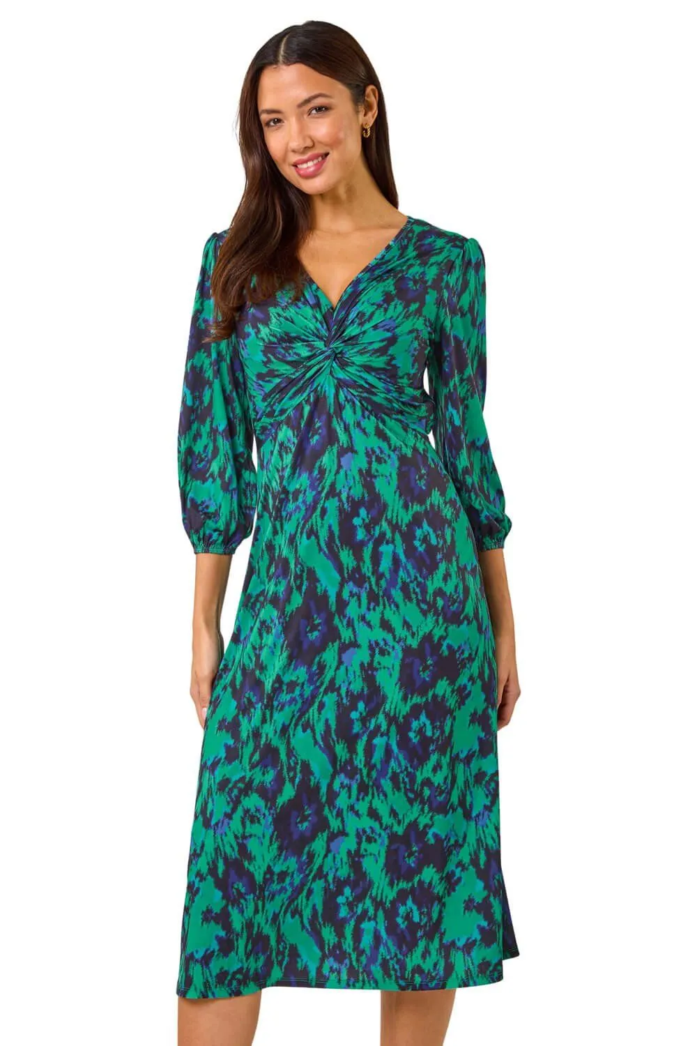 Abstract Twist Midi Dress