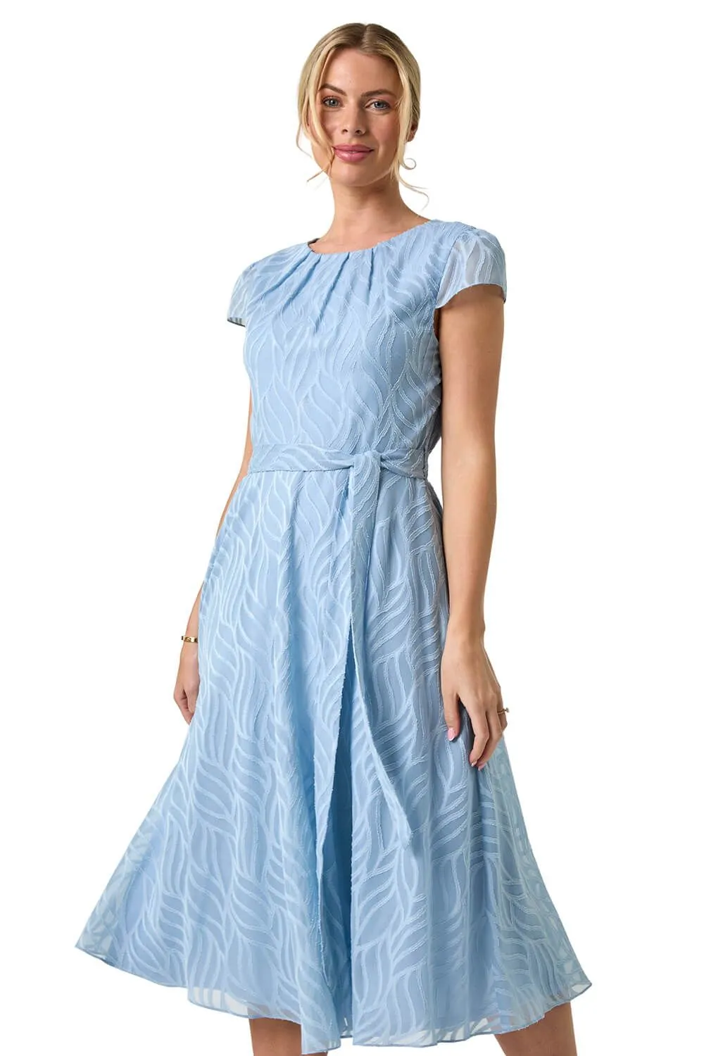 Petite Jacquard Gathered Neck Dress