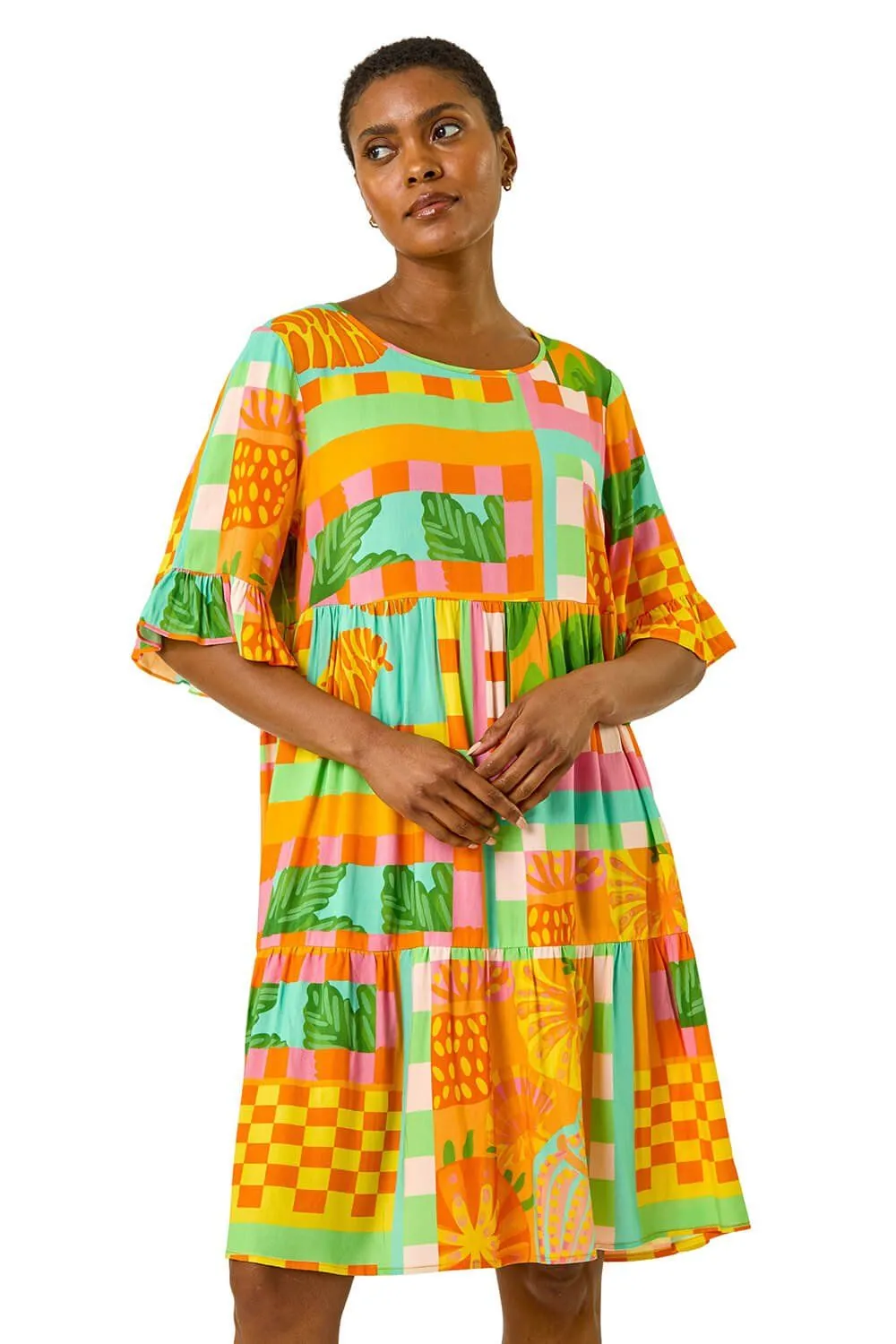 Bright Printed Smock Dress