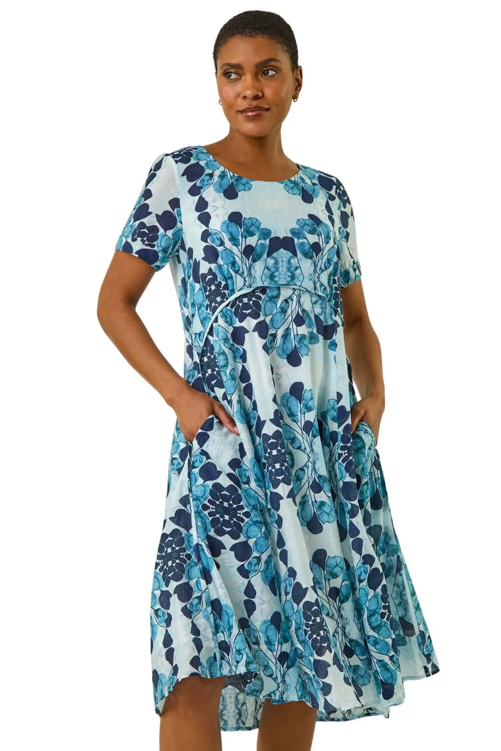 Abstract Print Smock Dress