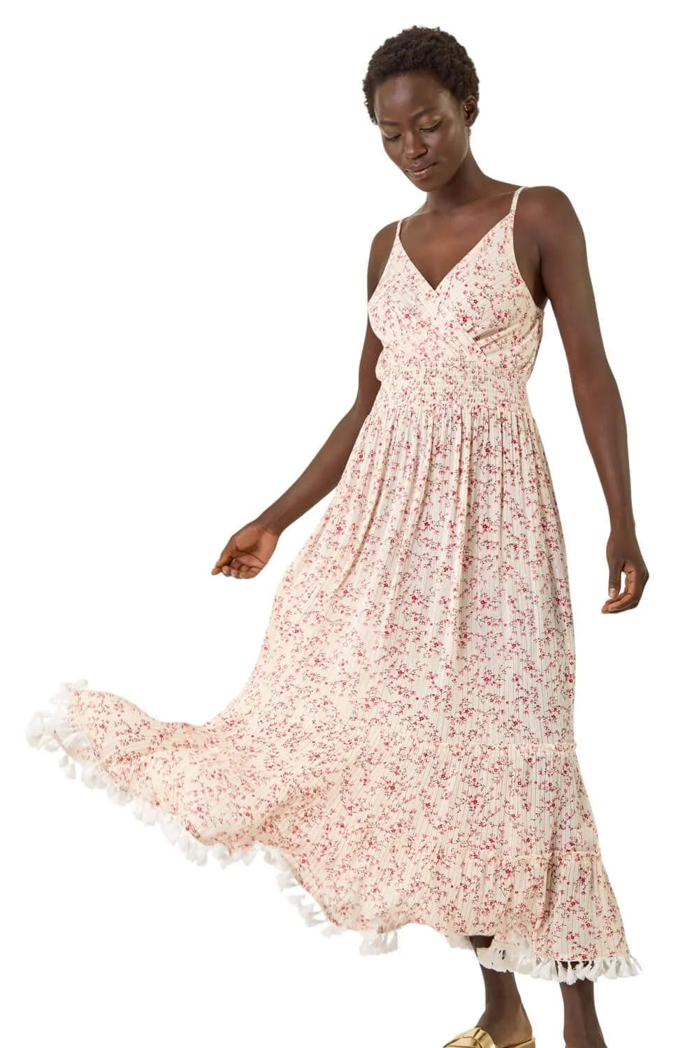 Ditsy Floral Print V-Neck Maxi Dress