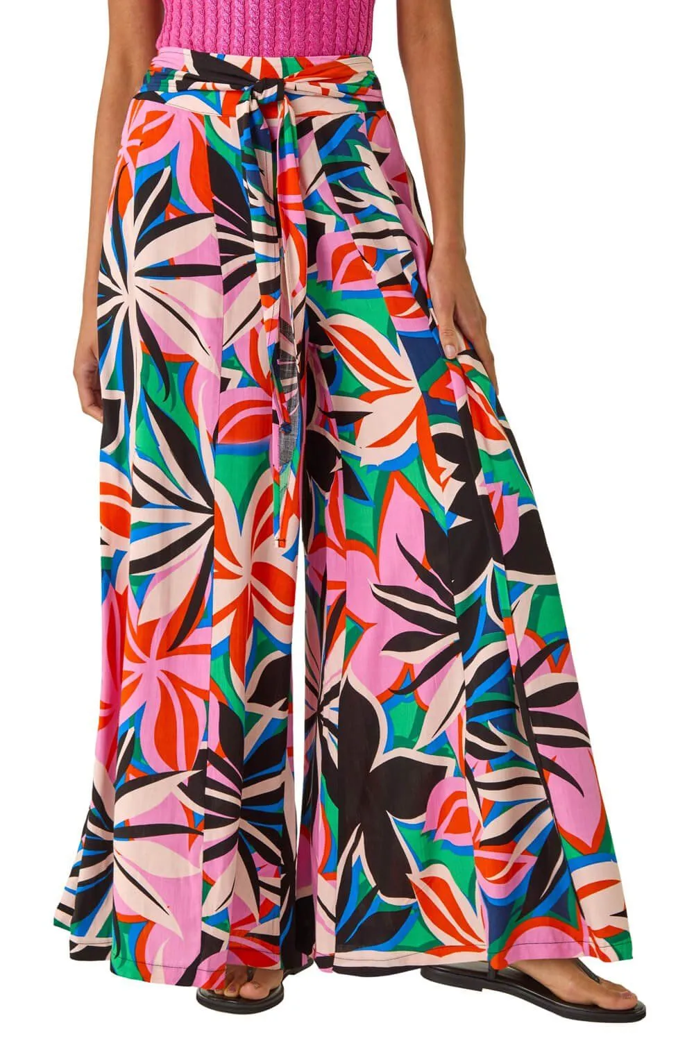 Abstract Print Pocket Palazzo Trouser