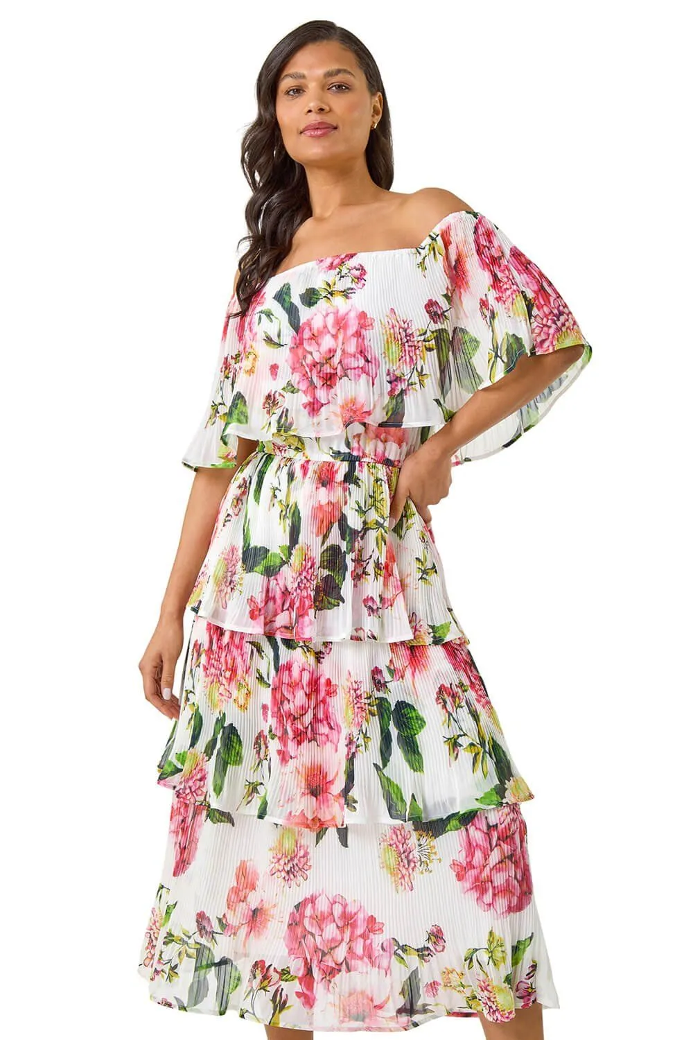 Bardot Floral Tiered Dress