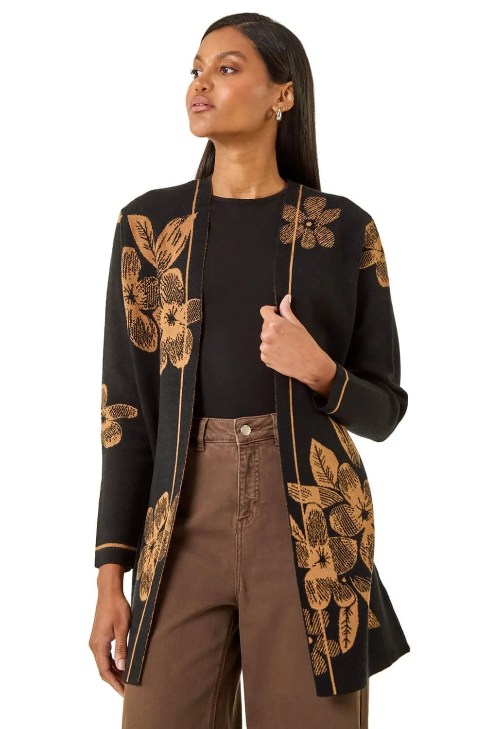 Contrast Floral Print Cardigan