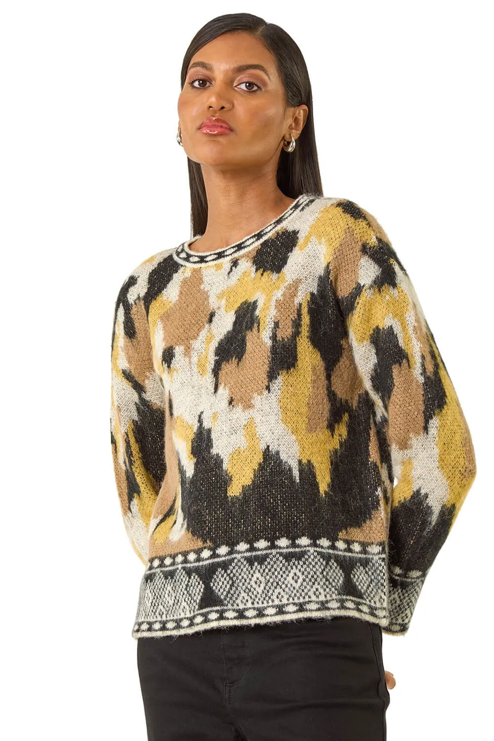 Abstract Jacquard Knit Jumper