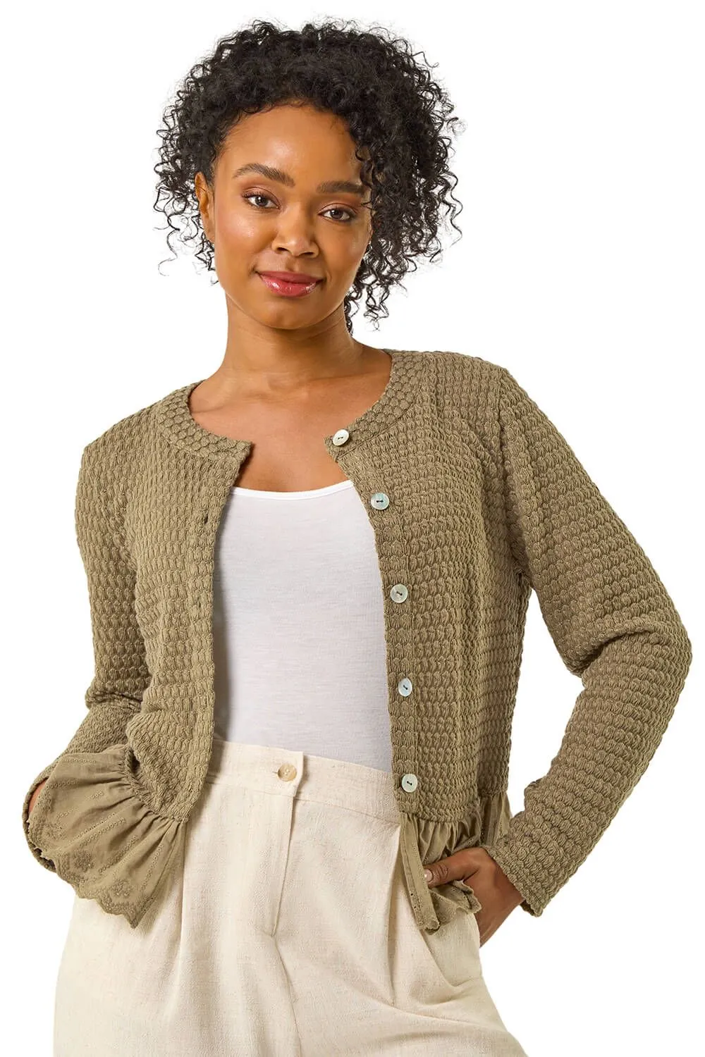 Petite Broderie Hem Stretch Top