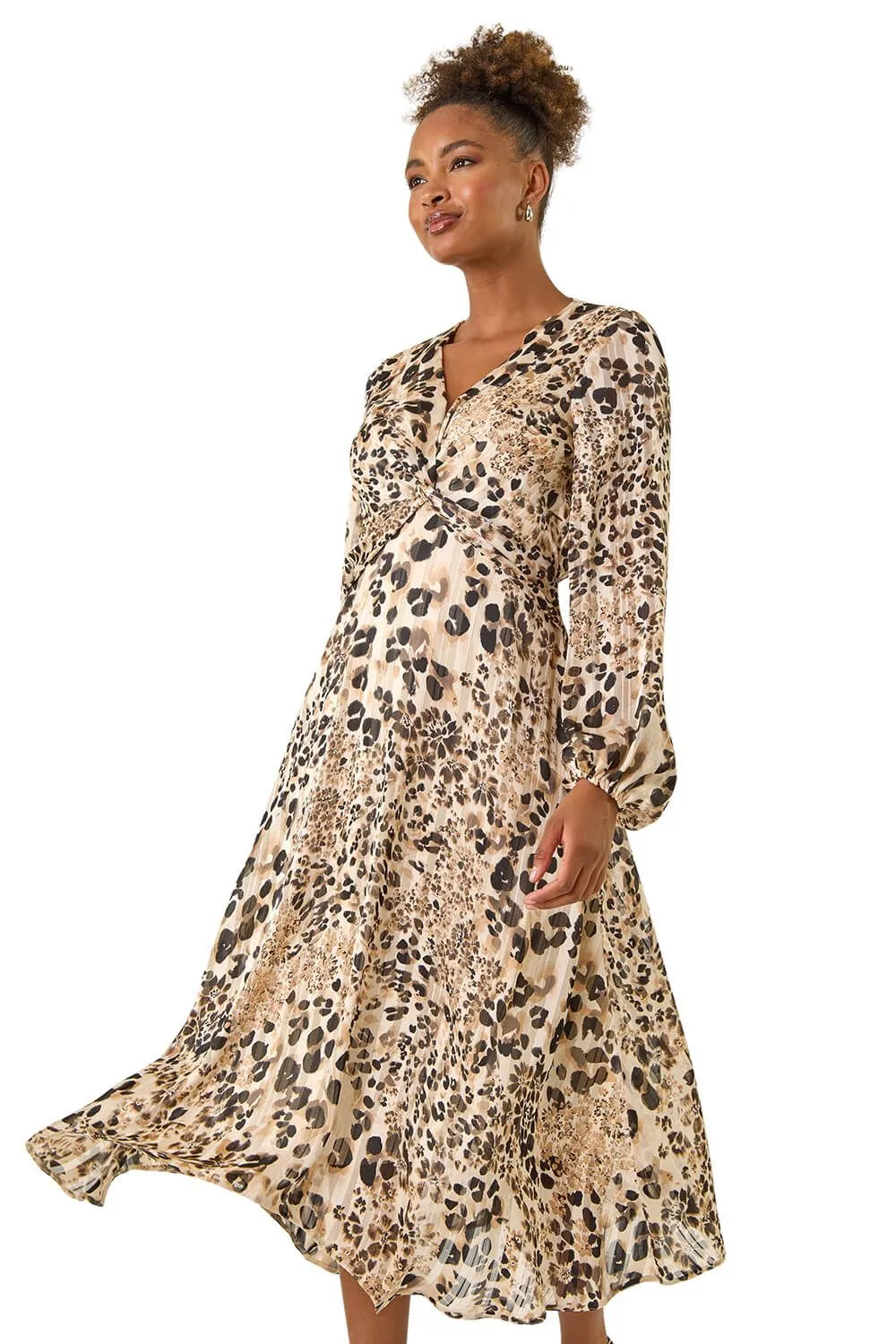 Animal Print Twist Front Dress