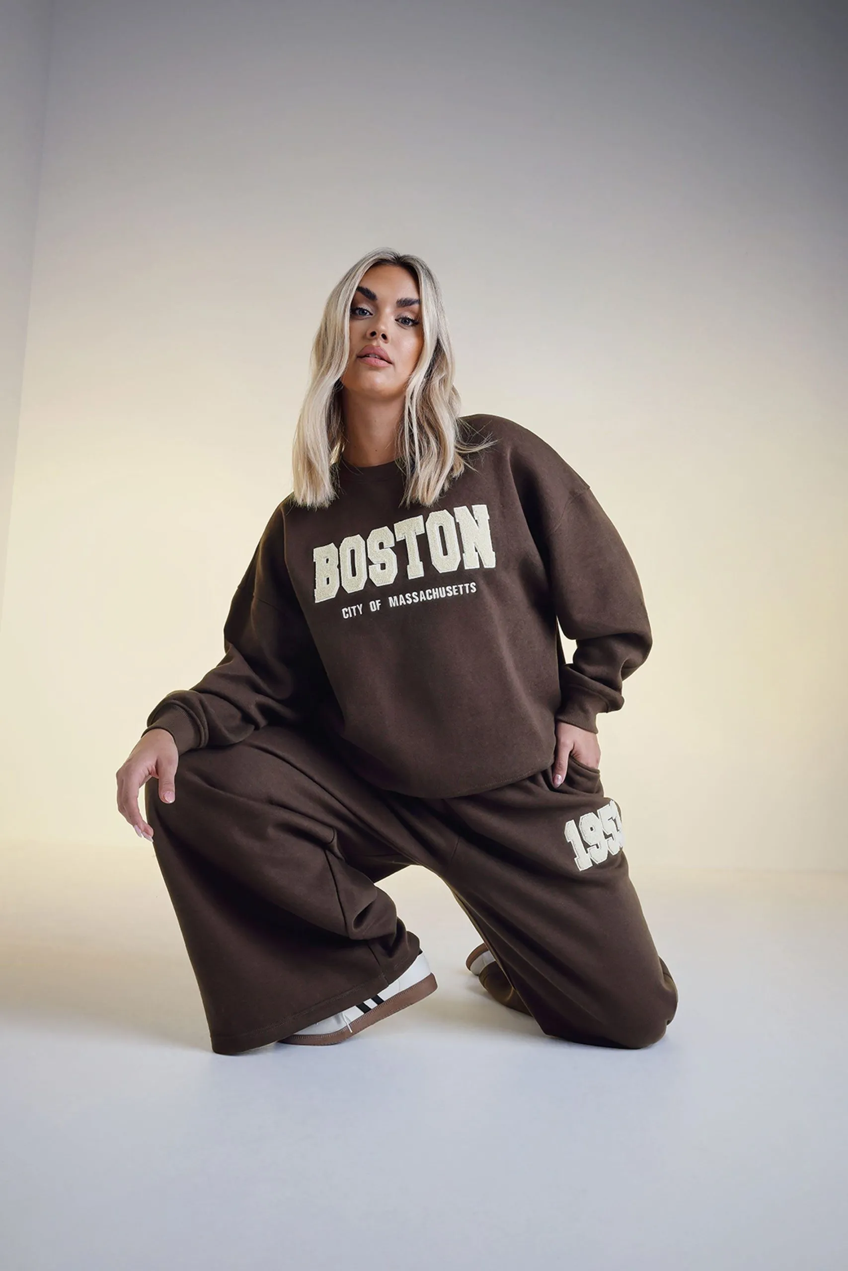 Slogan Wide Leg Joggers