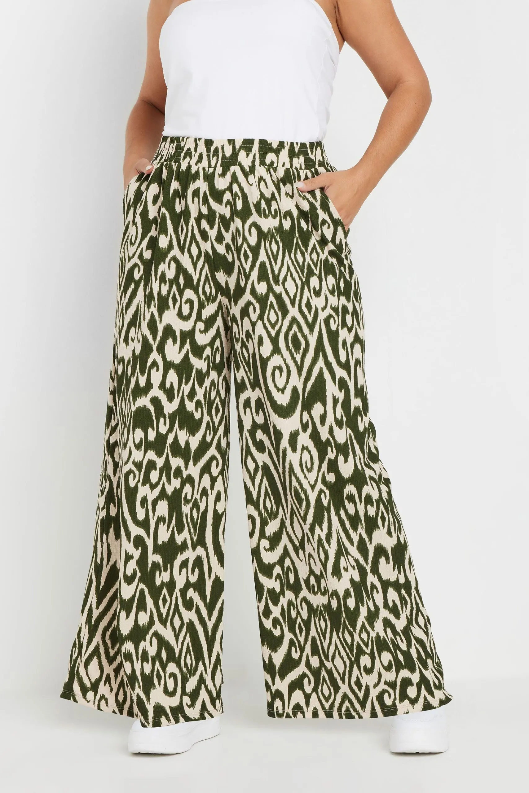 Textured Abstract Wide Leg Trousers
