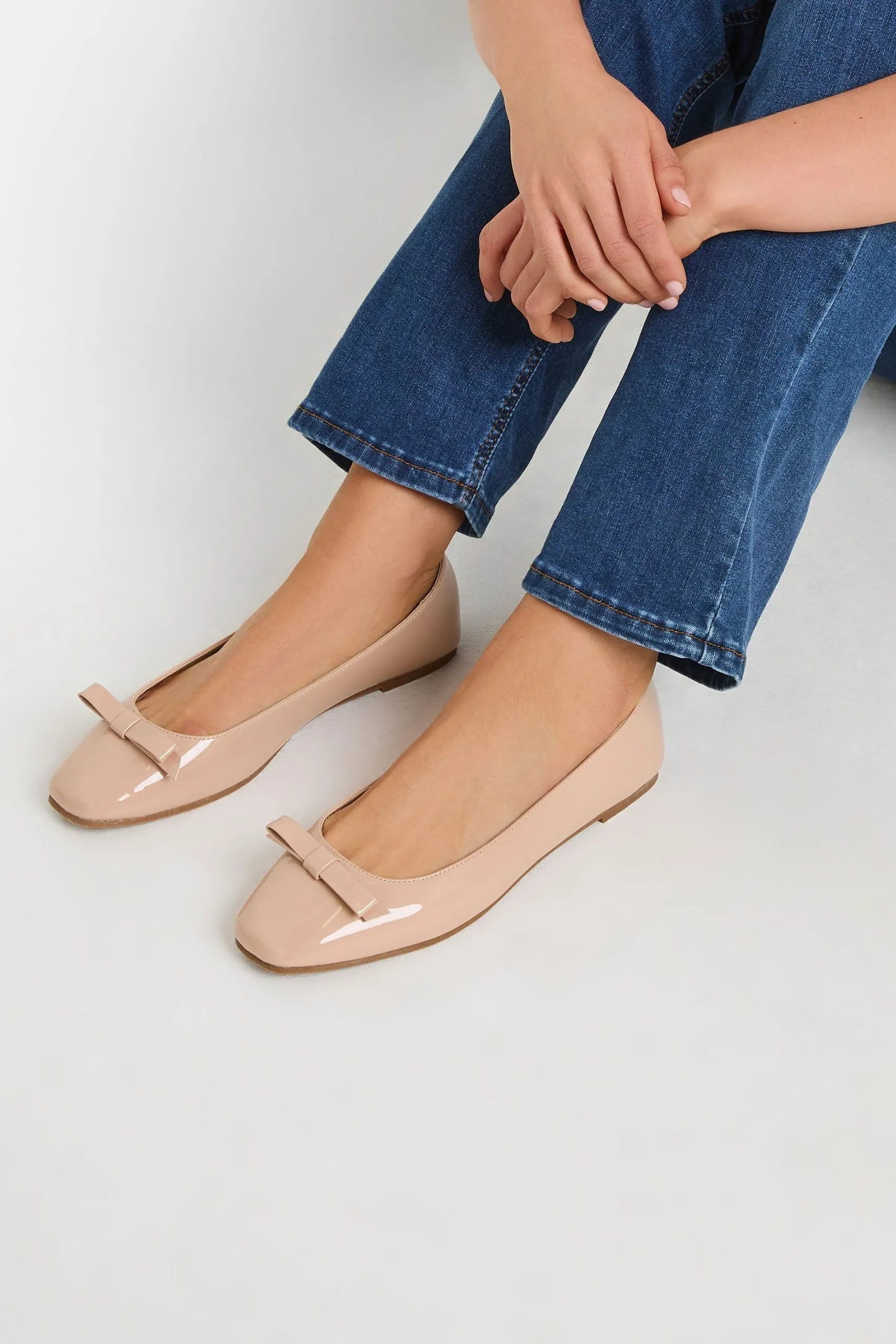 Patent Bow Square Toe Flats