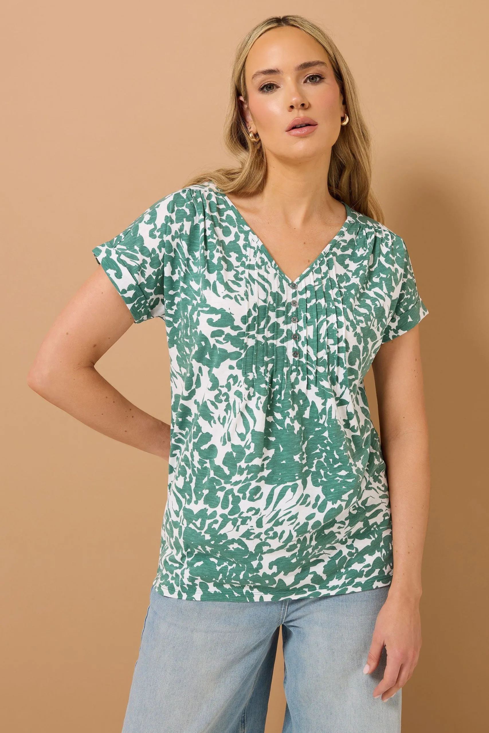 Tall Abstract Floral Henley Top