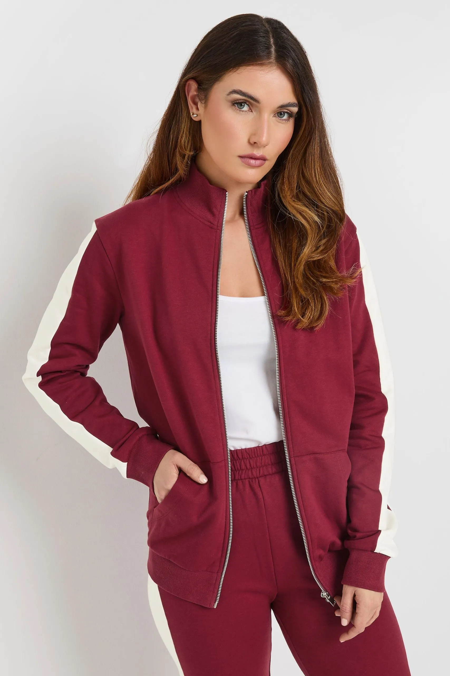 Tall Stripe Funnel Zip Sweatshirt