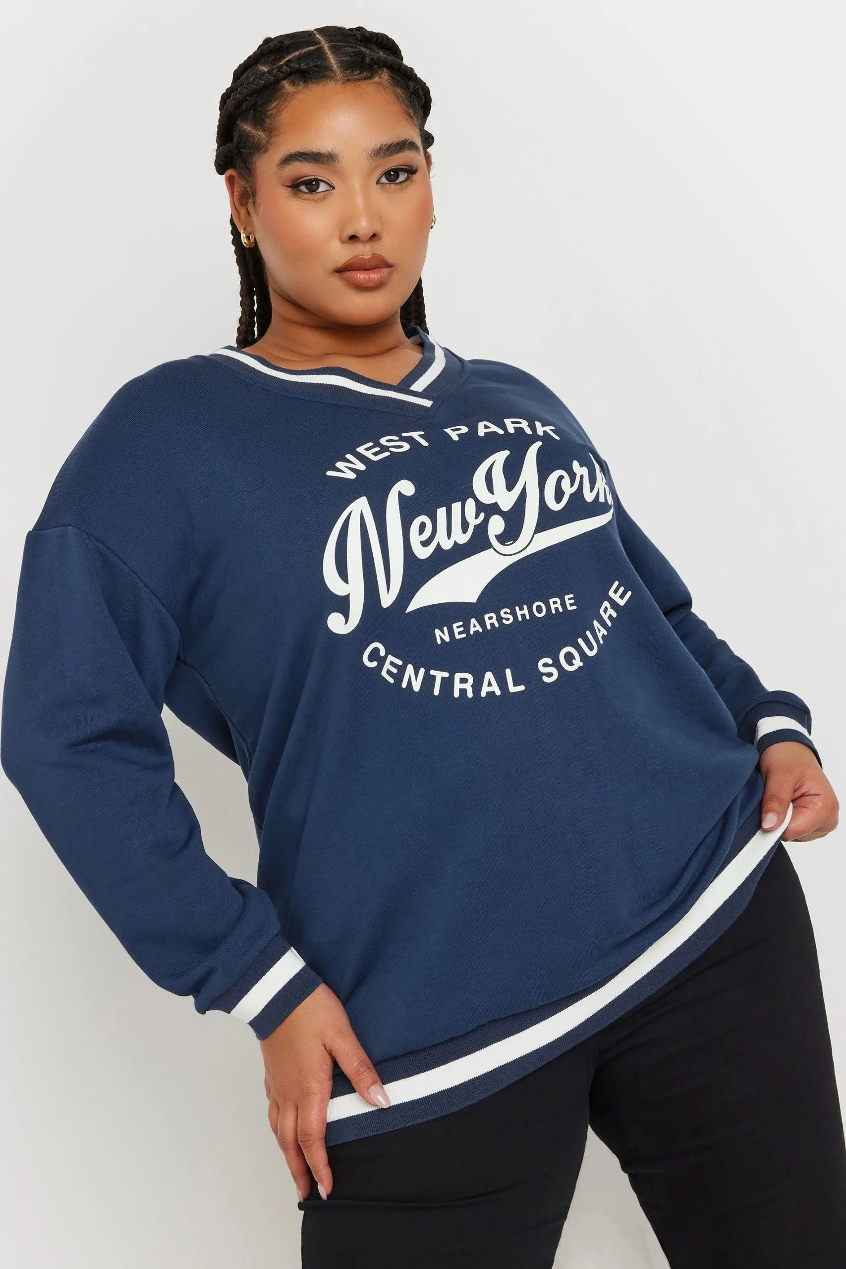 'New York' Slogan Varsity Sweatshirt