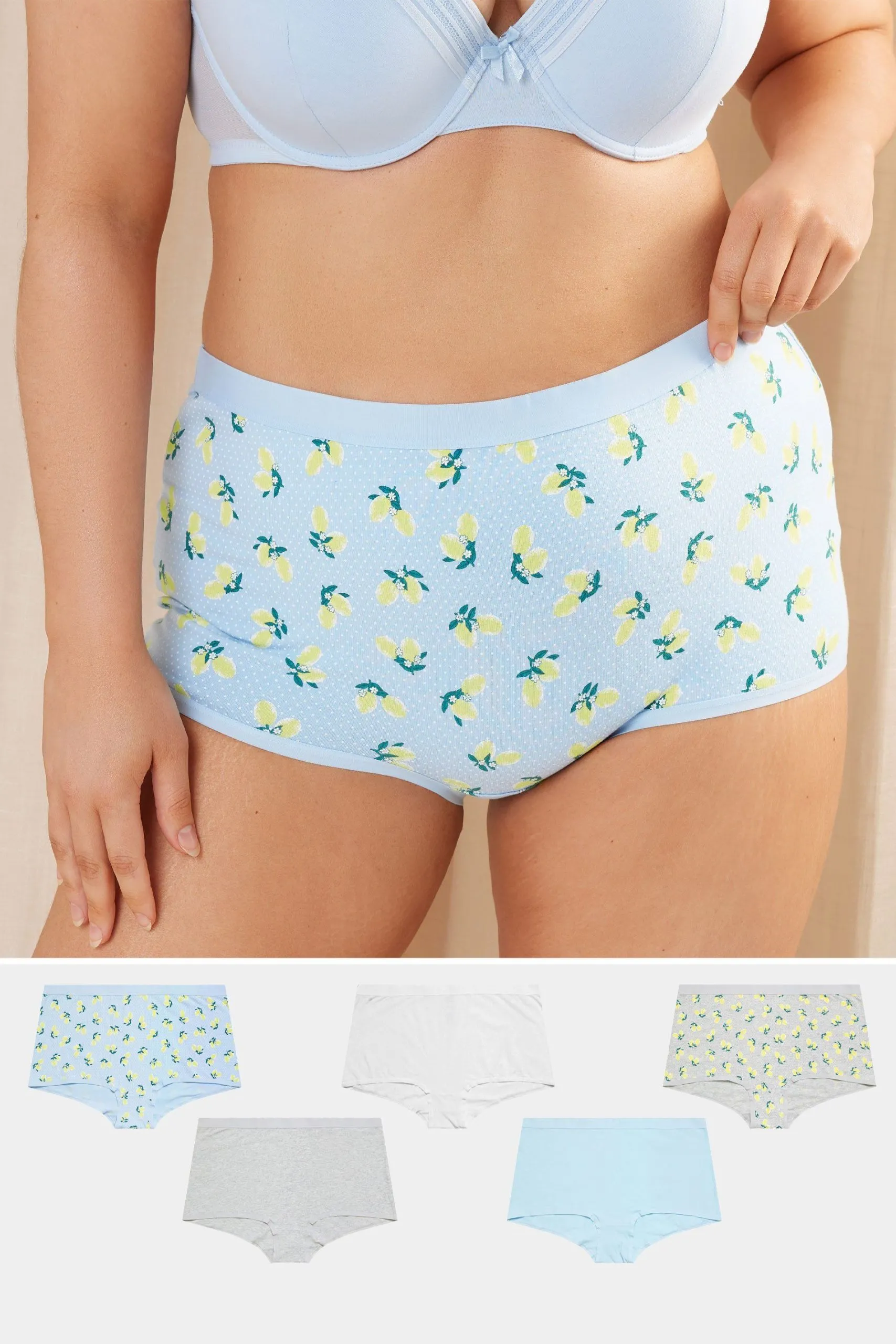 5 Pack Lemon Print Shorts