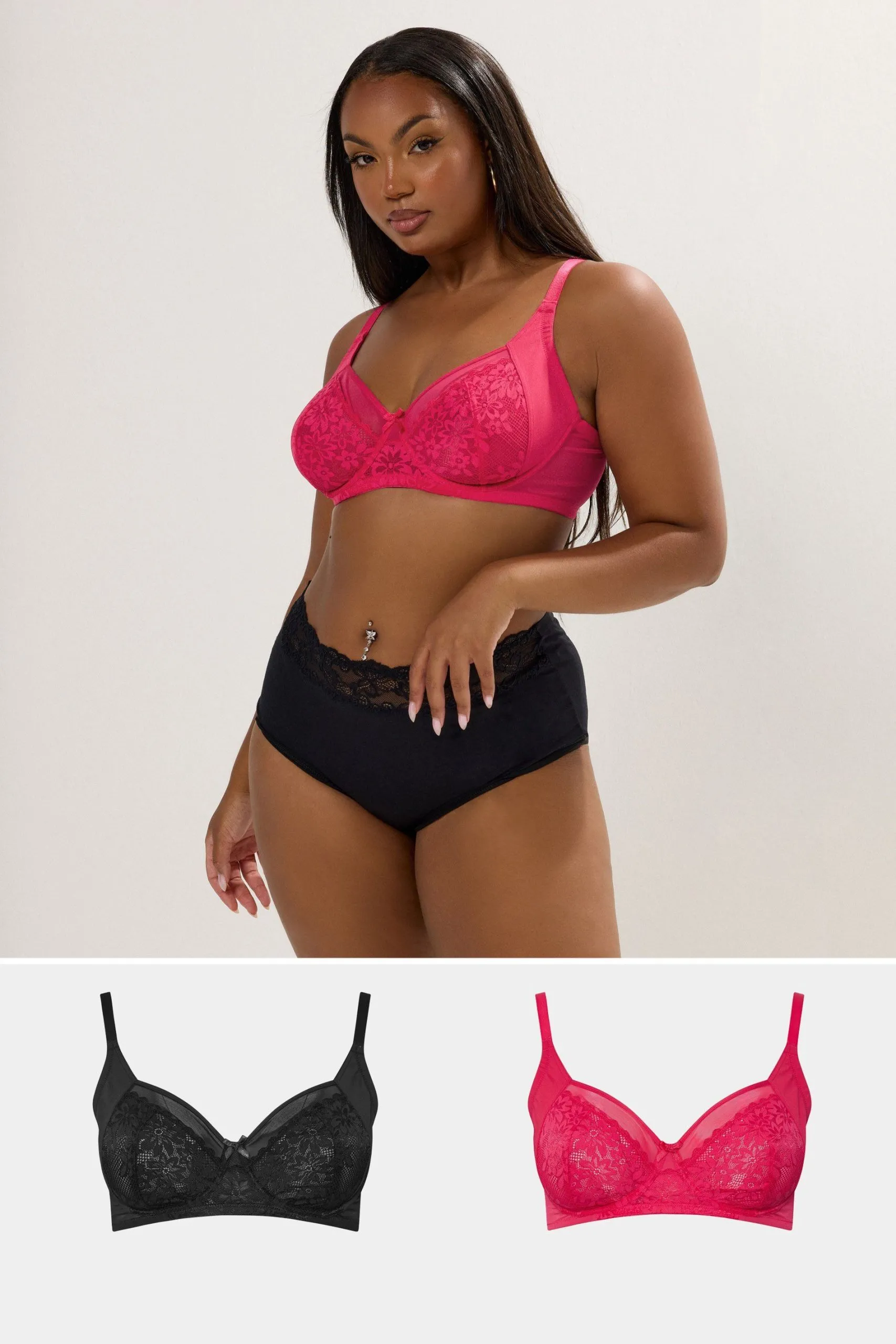 2 Pack Lace Mesh Underwired Bras