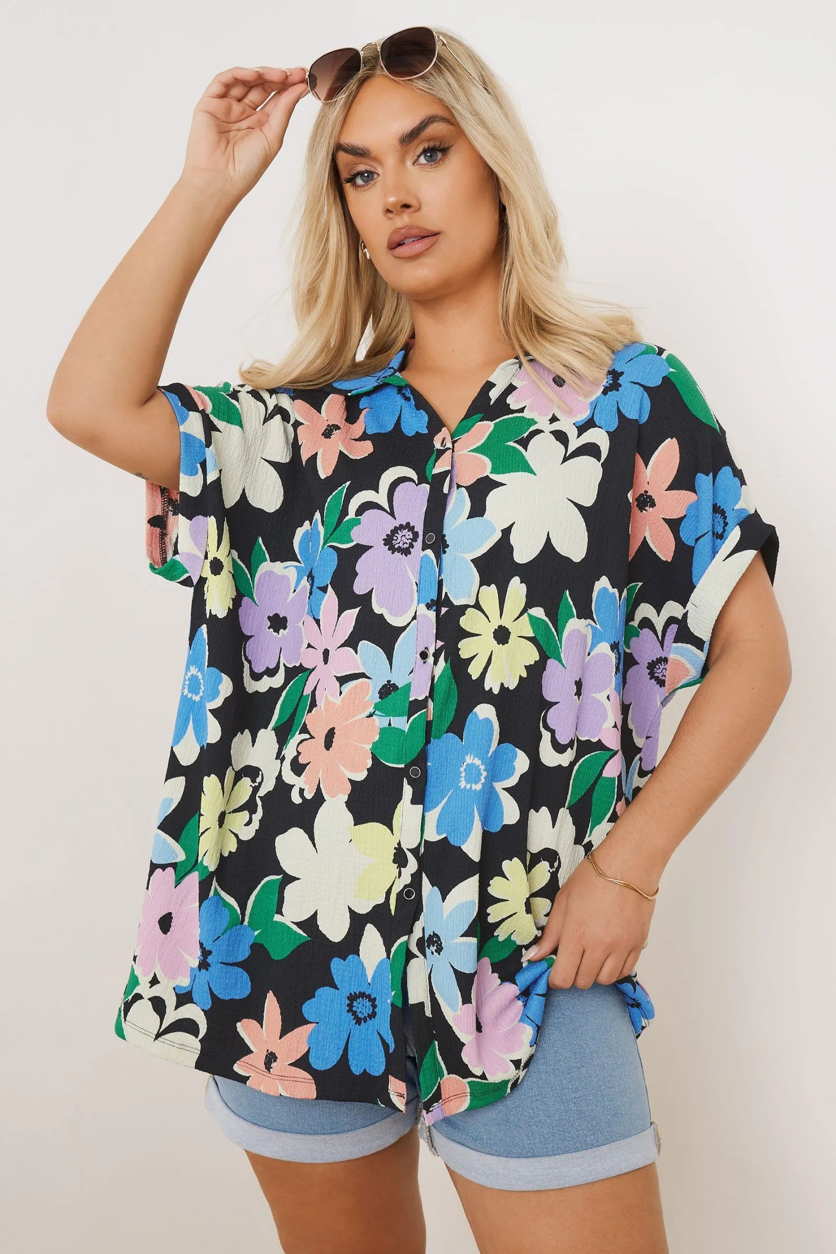 Textured Floral Print Shirt