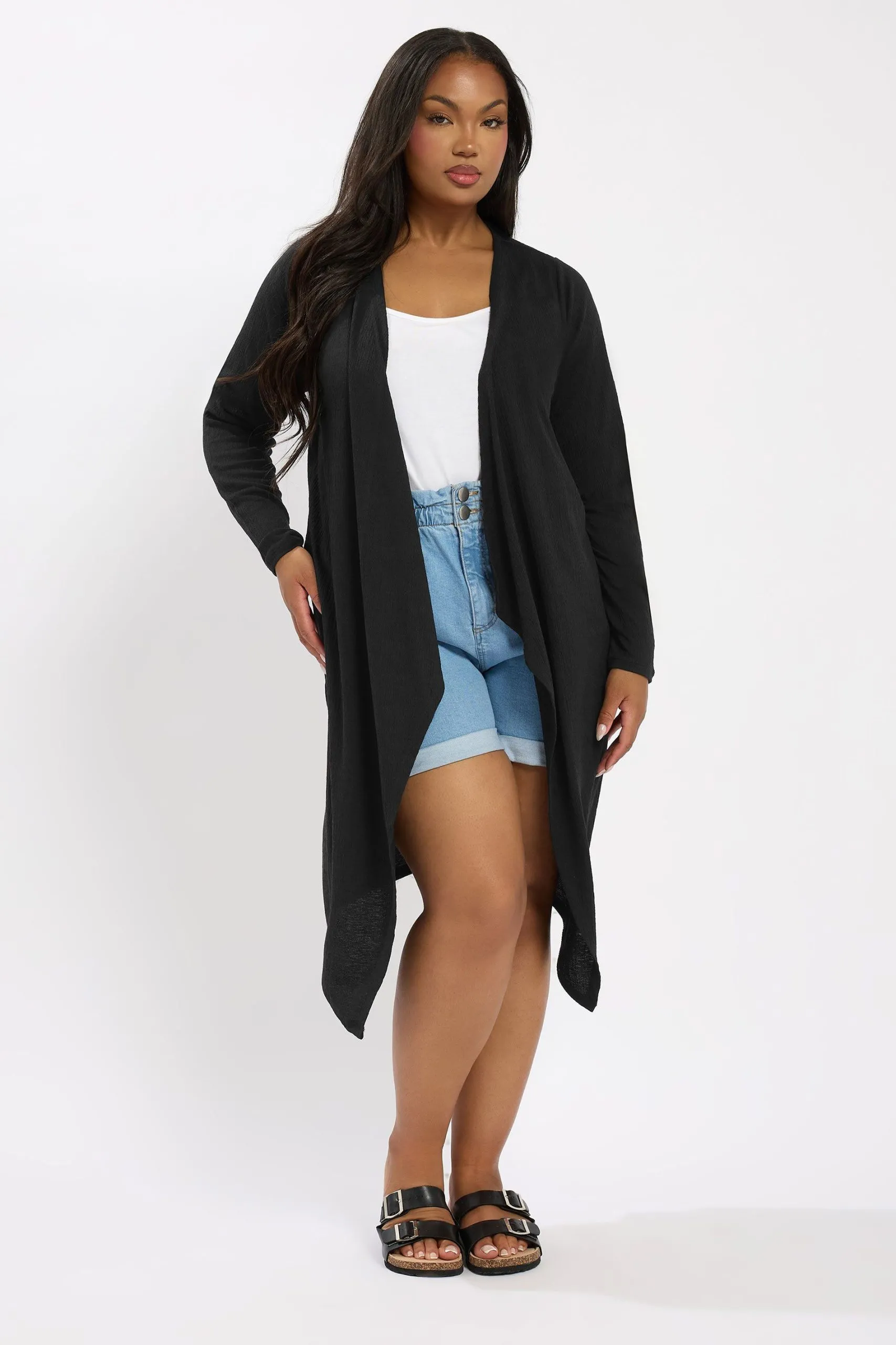 Textured Waterfall Midaxi Cardigan