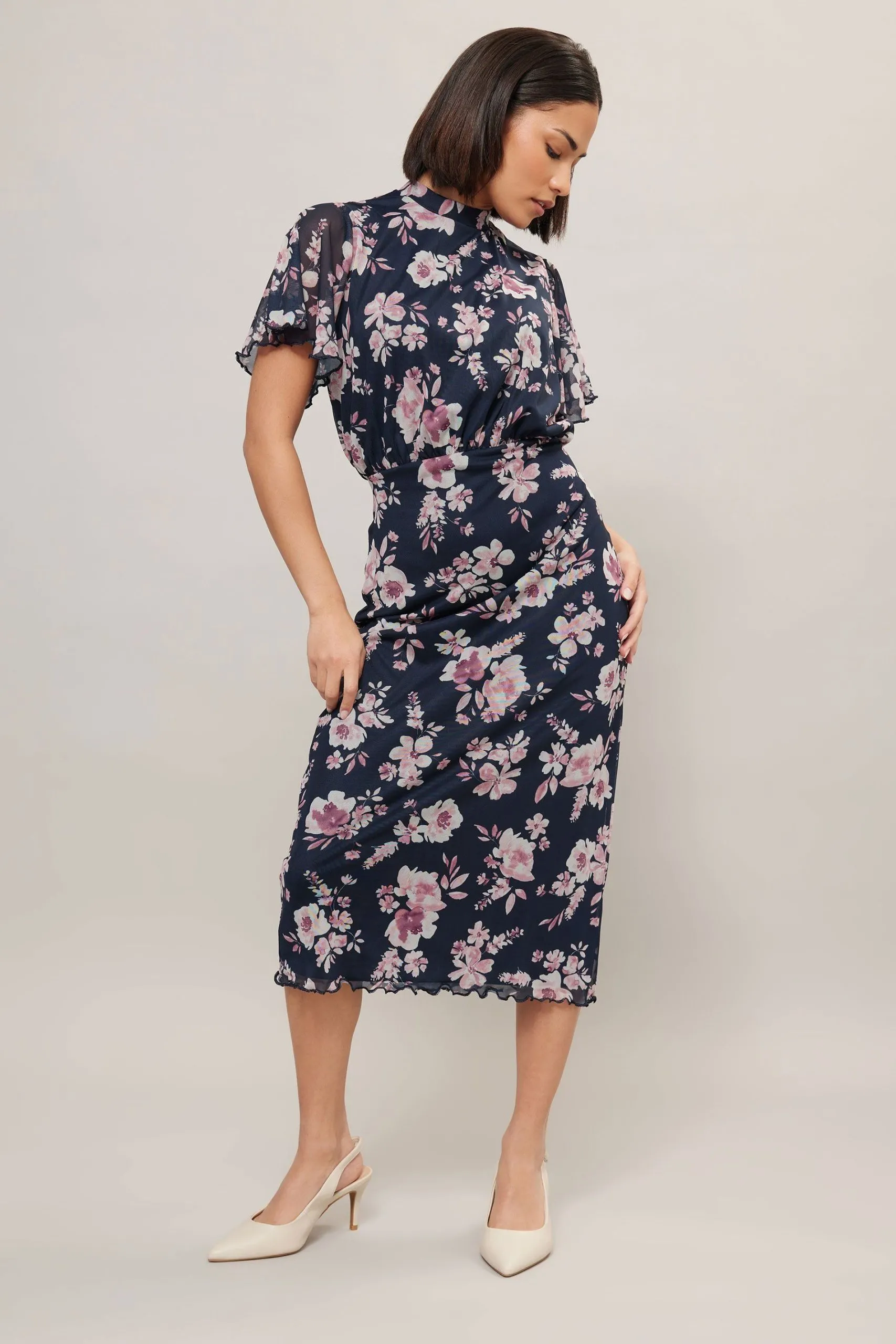 Petite Floral Mesh Dress