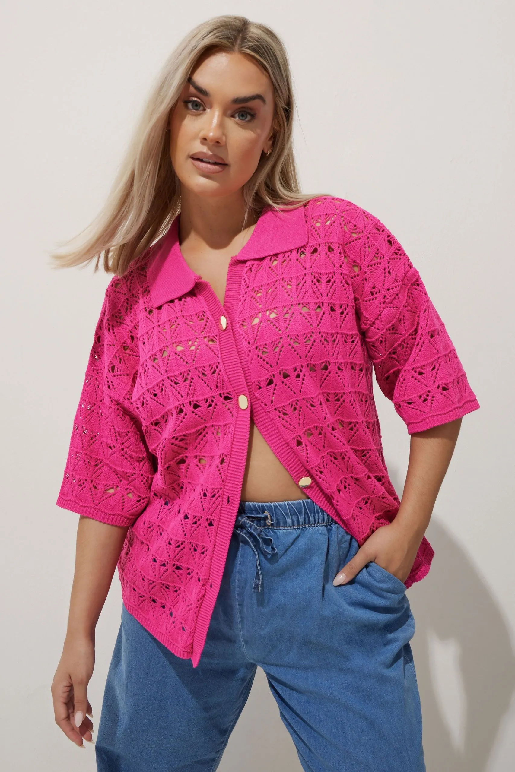 Button Through Crochet Shirt
