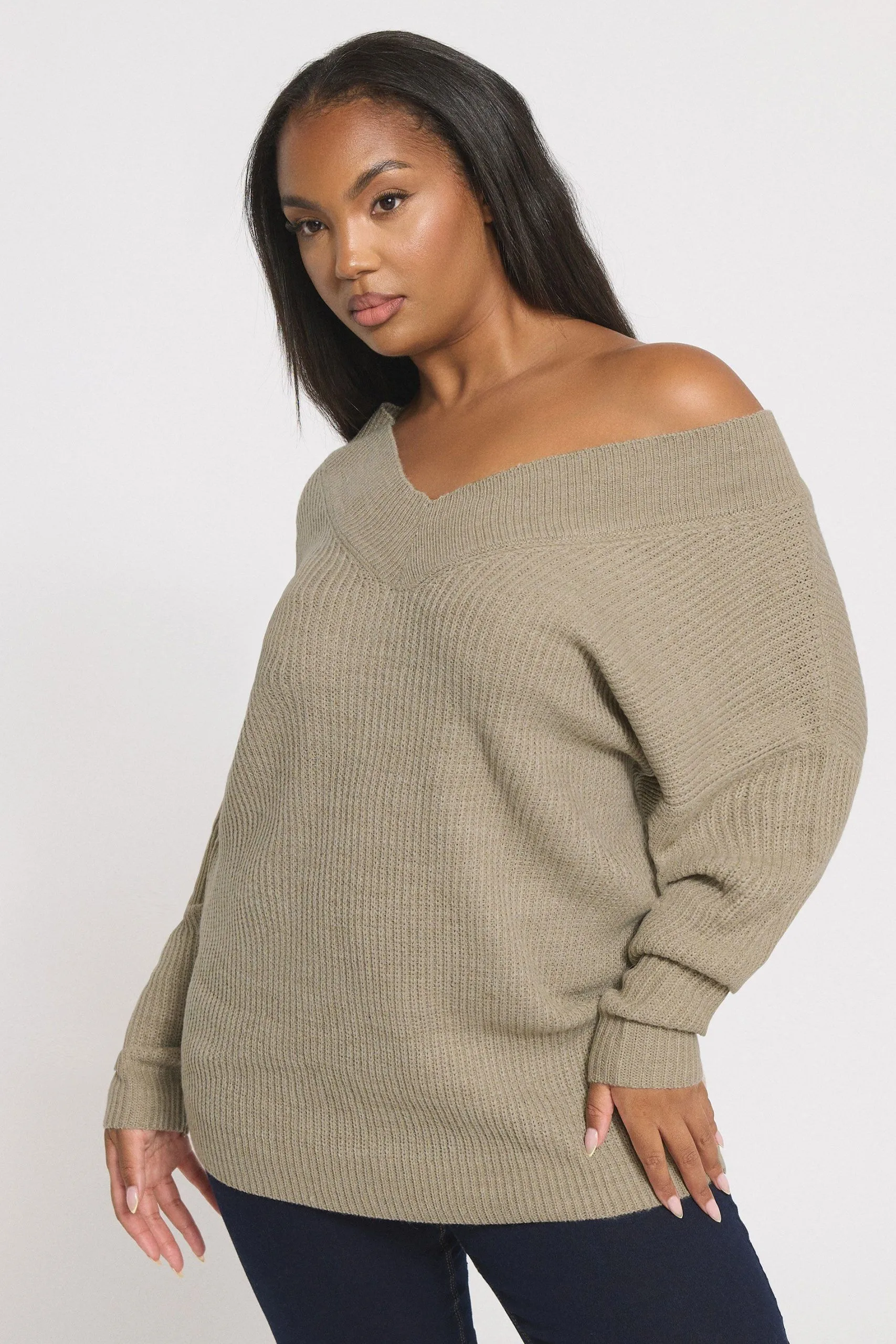 V-Neck Knitted Jumper