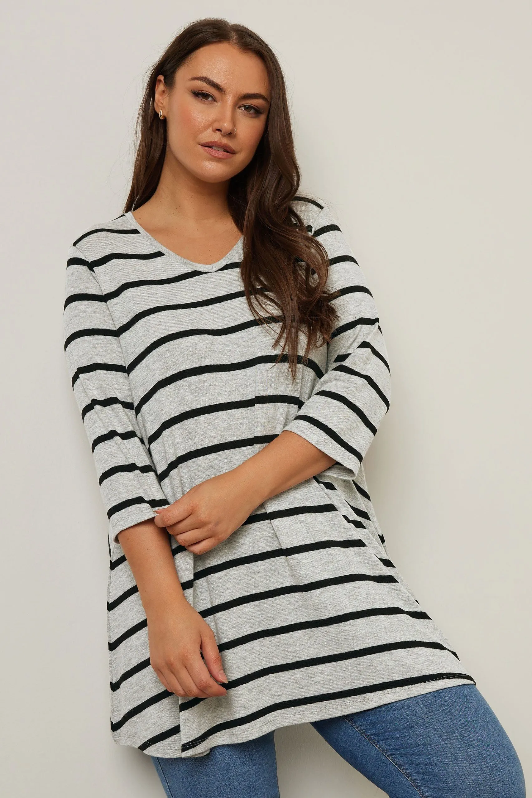 Stripe Print Longline Top