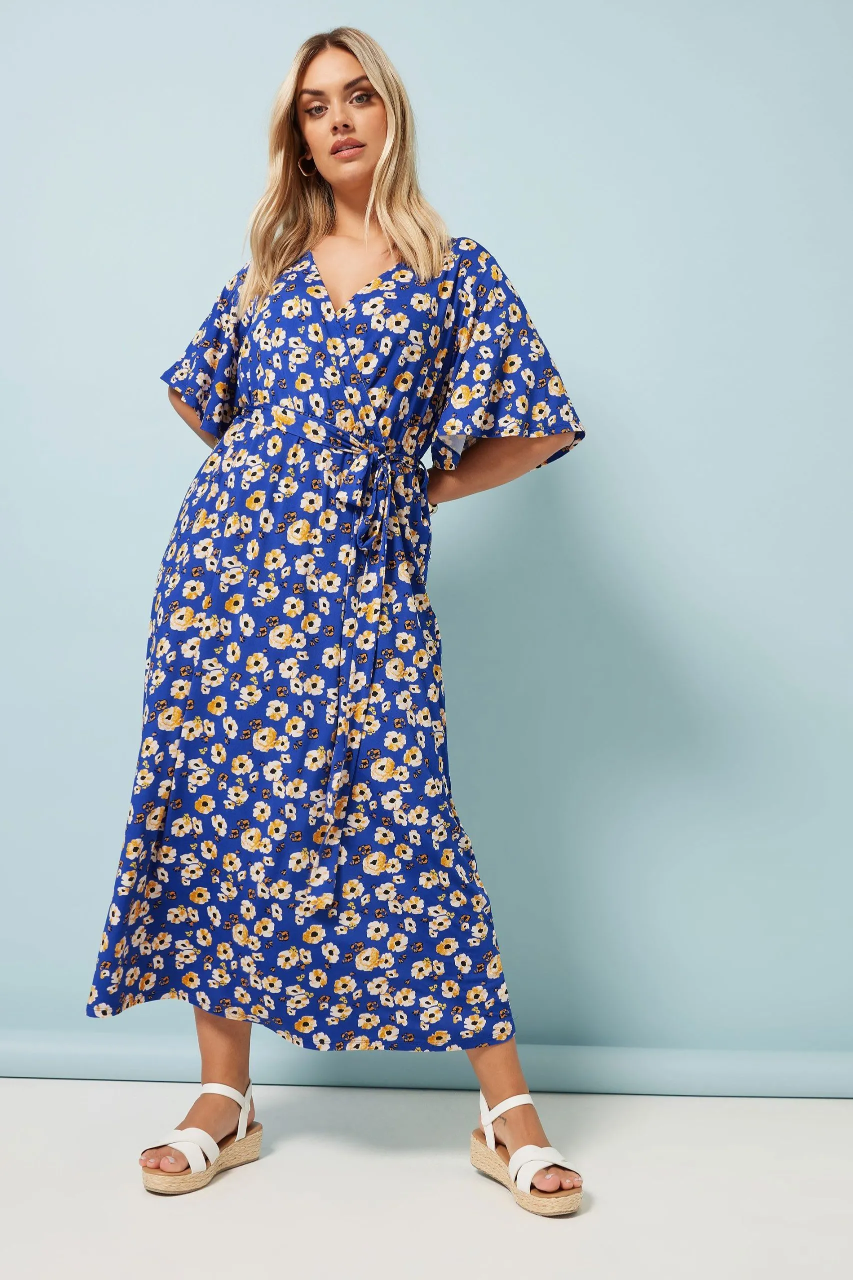 Floral Print Wrap Midaxi Dress