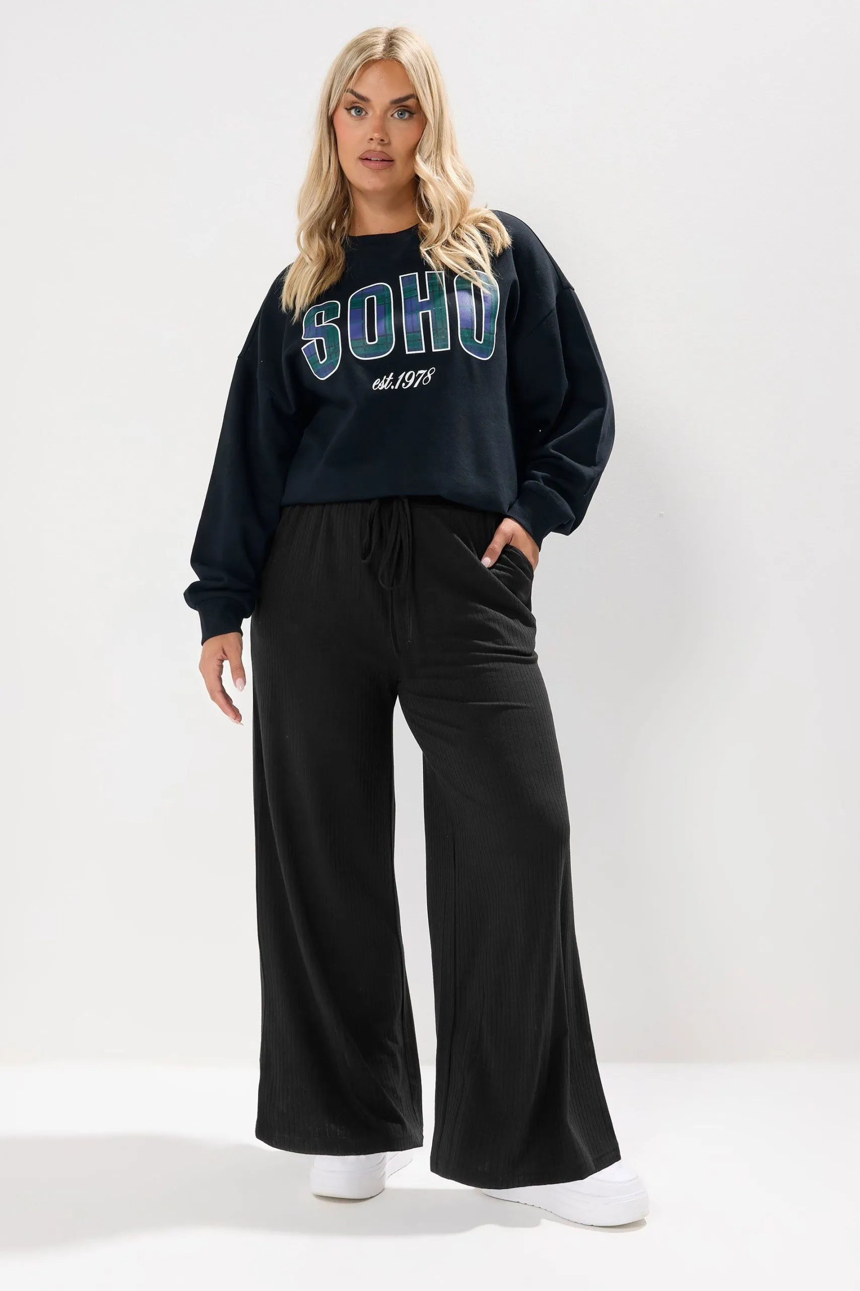 Ribbed Wide Leg Trousers