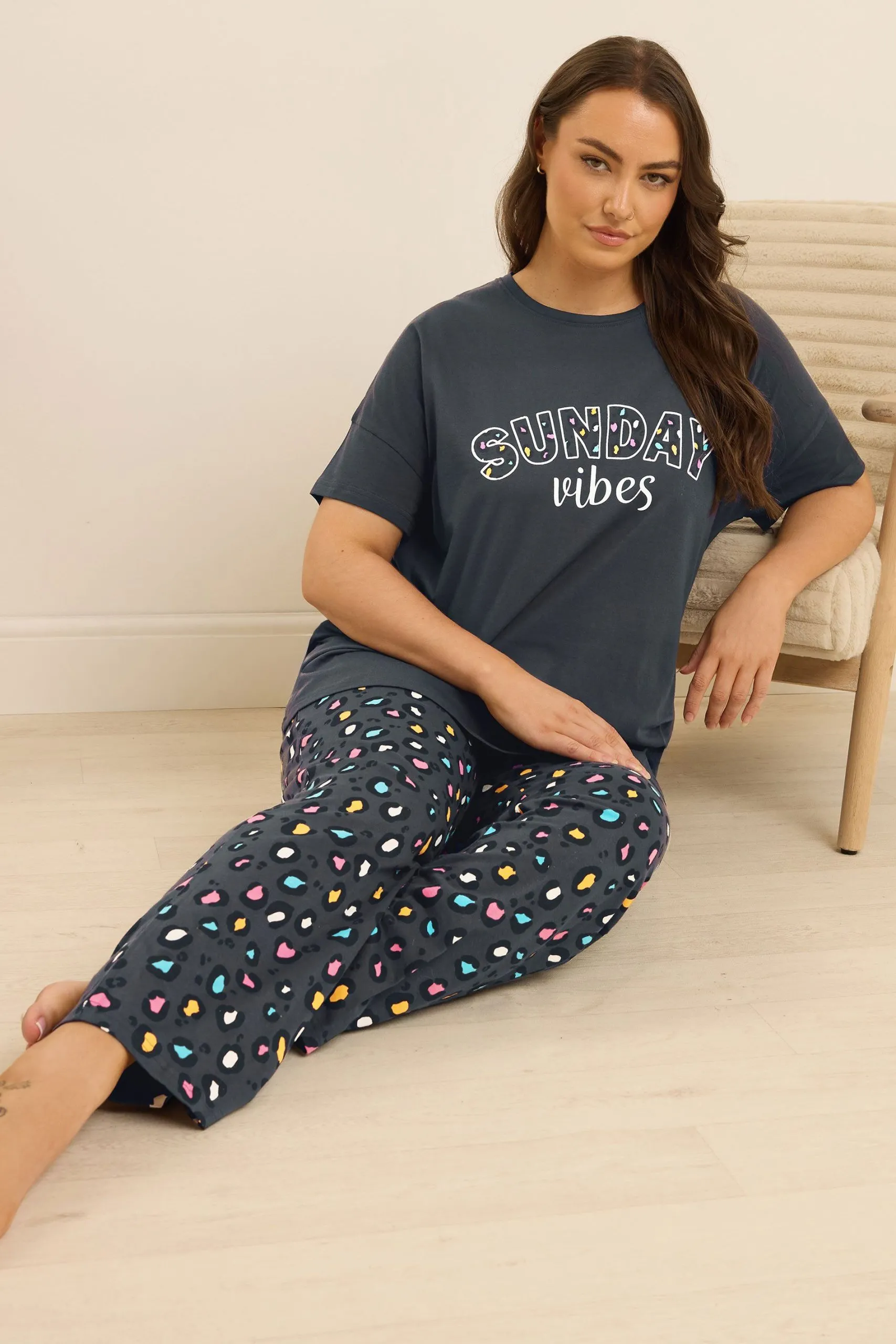 'Sunday Vibes' Wide Leg Pyjama Set
