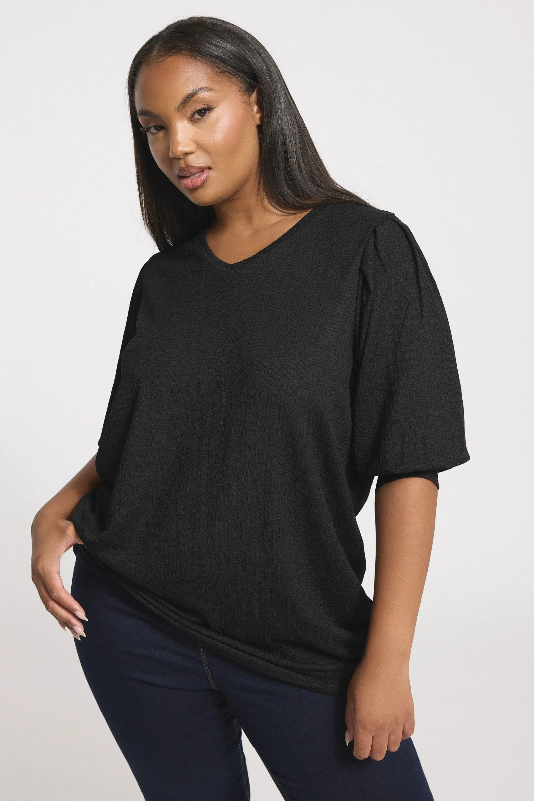 Textured V-Neck Top