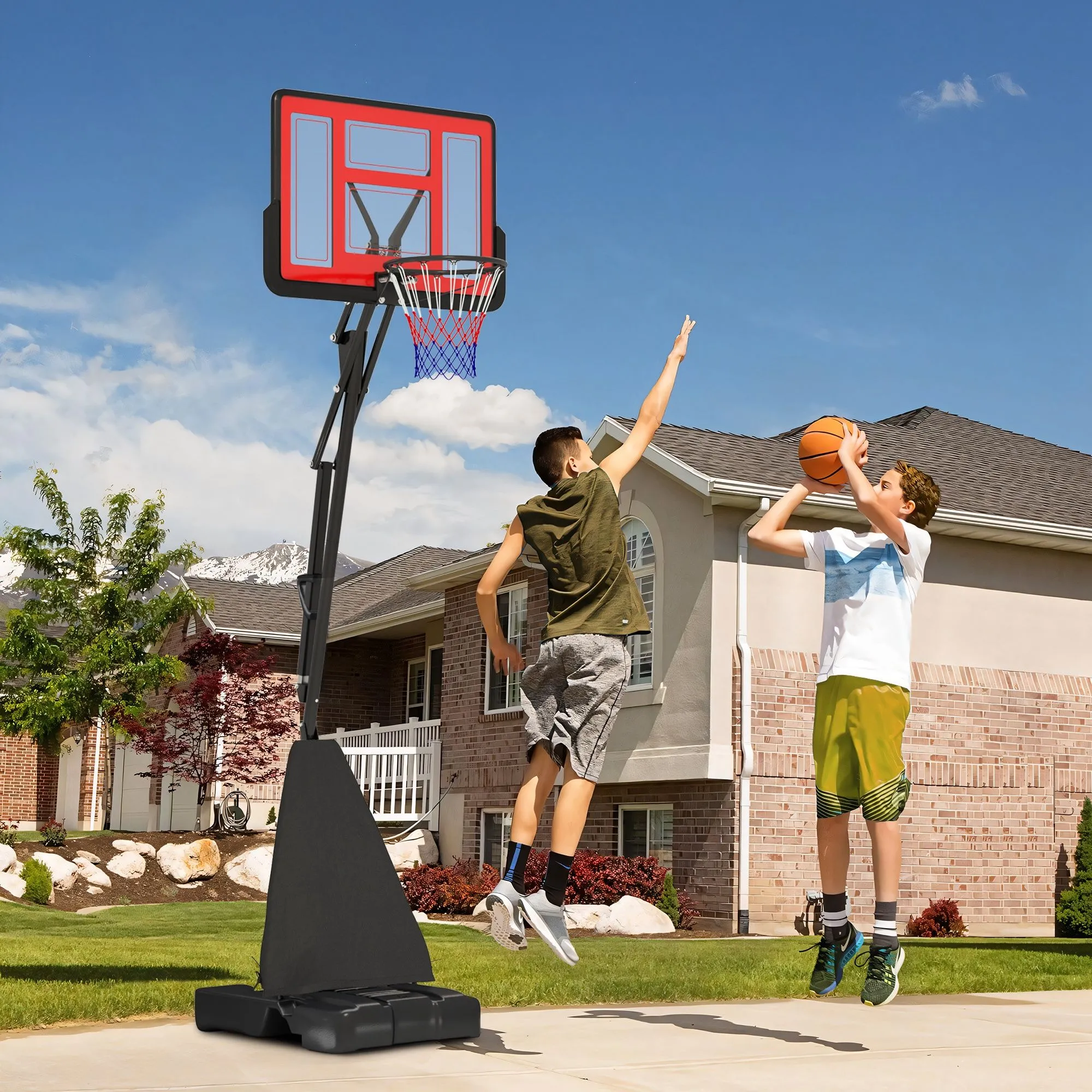 2.45-3.05m Basketball Hoop Outdoor with Rebound System and Wheels