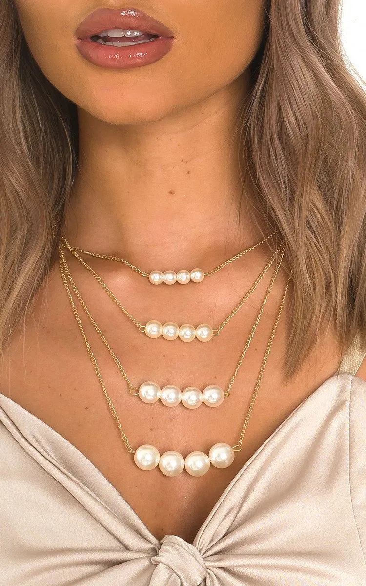Lola Multi Pearl Drop Design Necklace