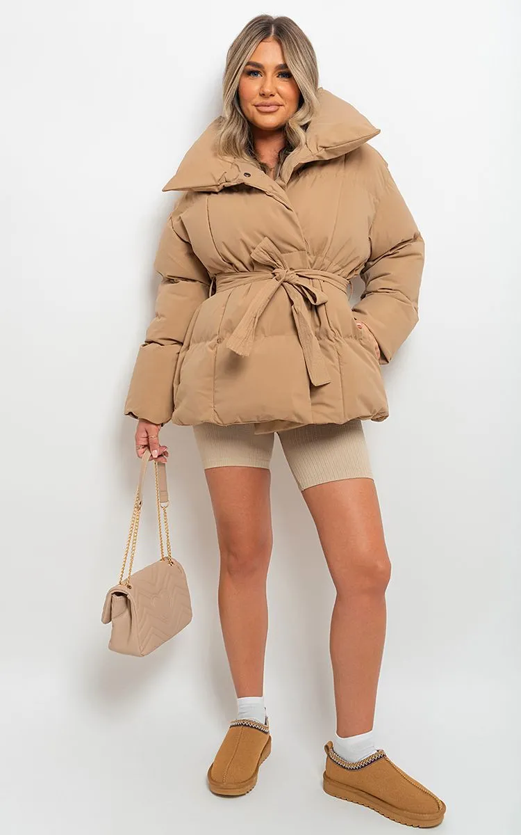 Micah Duvet Padded Puffer Jacket With Belt