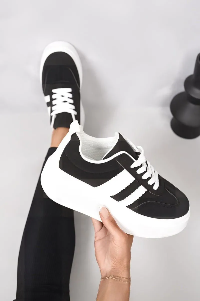 Sarina Chunky Lace Up Trainers With Contrast Stripe