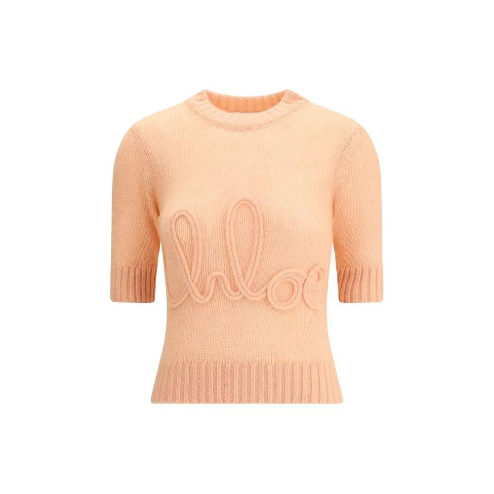 Logo Wool Sweater with Ribbed Edges and Embroidered Front-