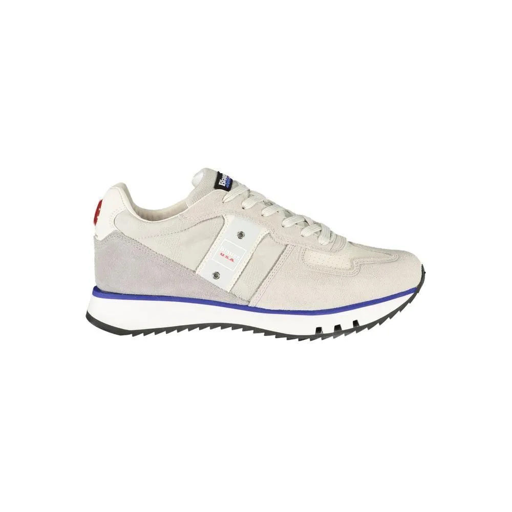 Luxury Leather Sports Sneakers with Designer Appeal- Gray