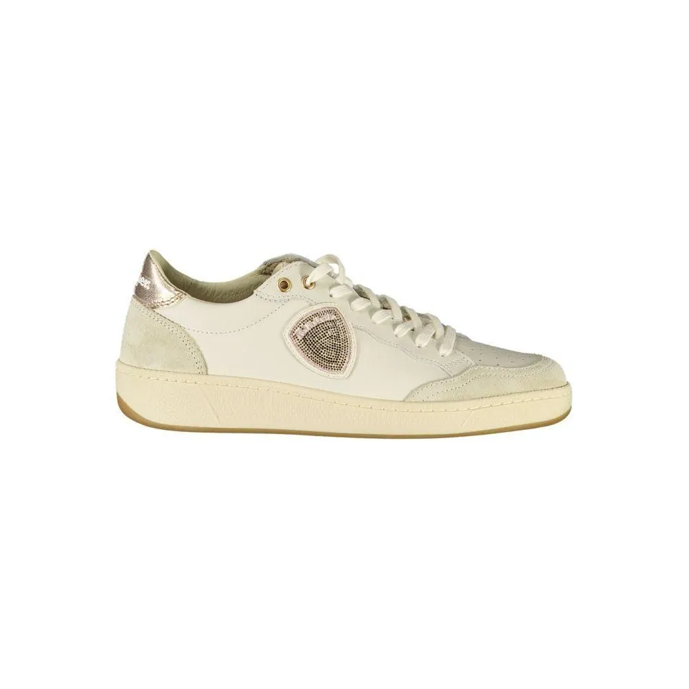 Leather Sneaker with Bronze Accents and Removable Insole- White