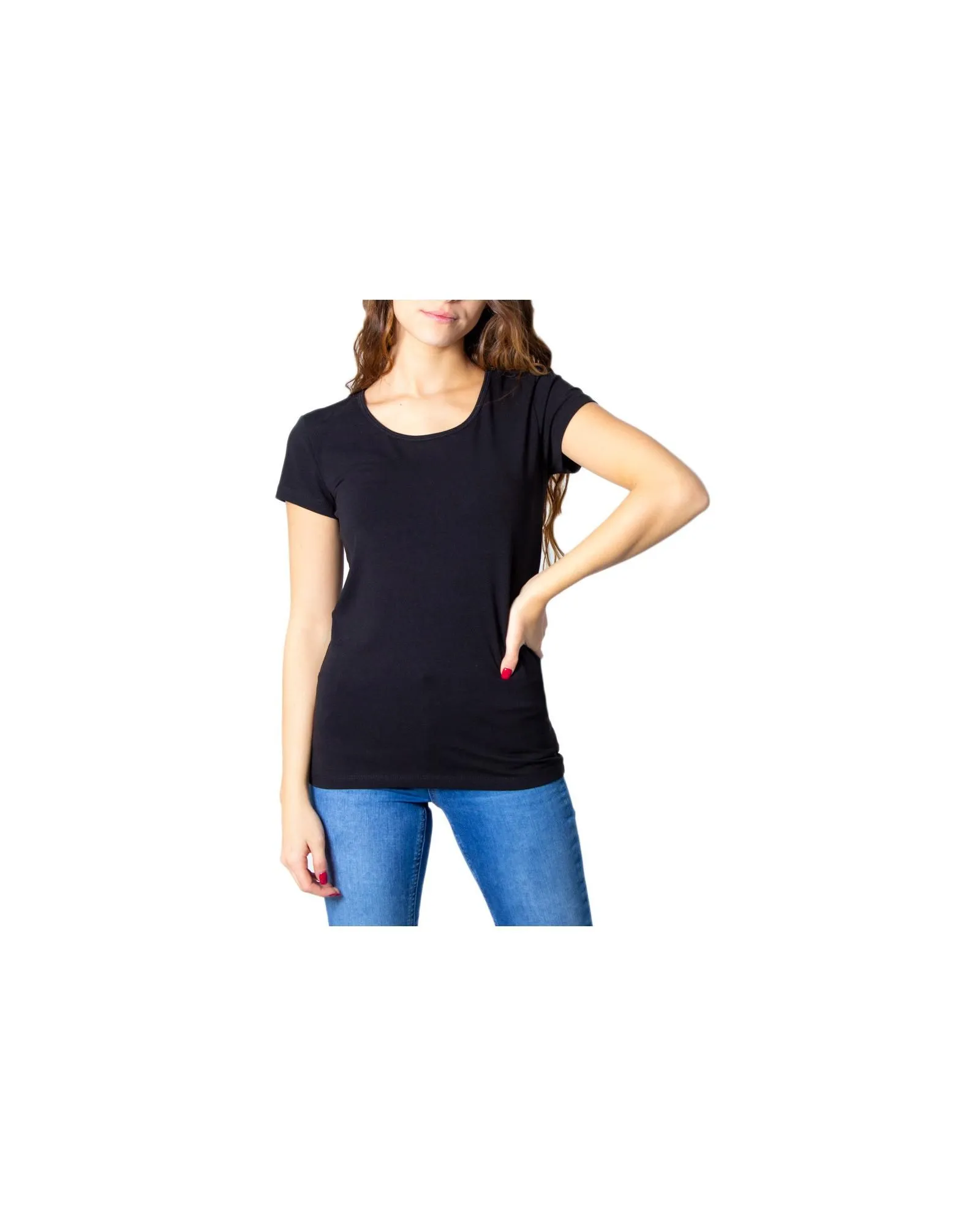 Short Sleeve Crew Neck TShirt Wo - Black Shirts