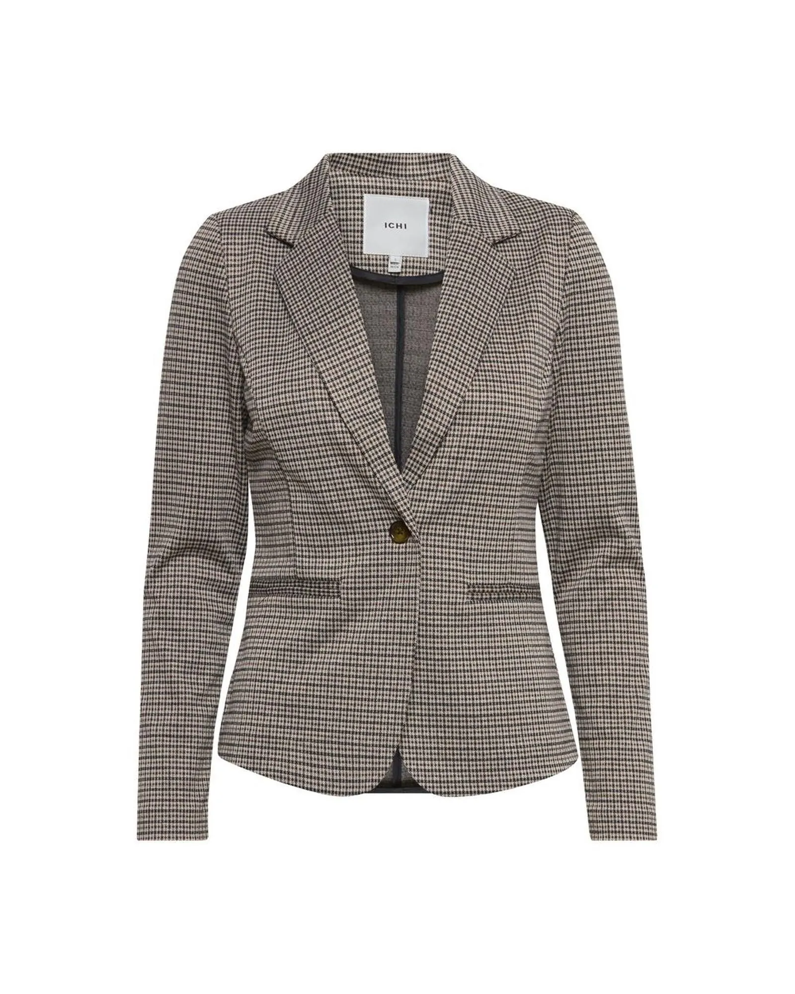 Check Blazer Long Sleeve Style Wo - Beige