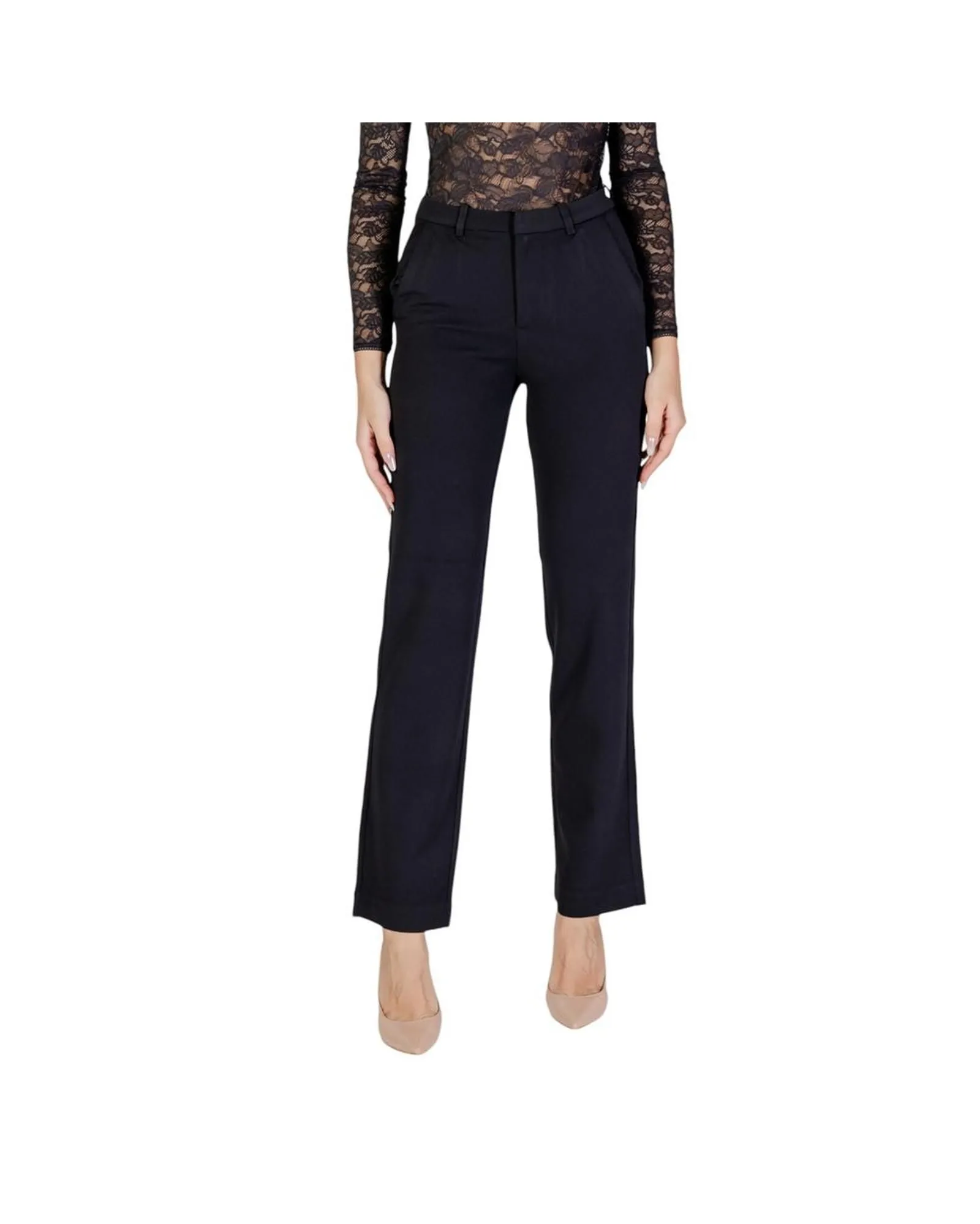 Amy Pants Straight Leg High Waist Wo - Black Jeans