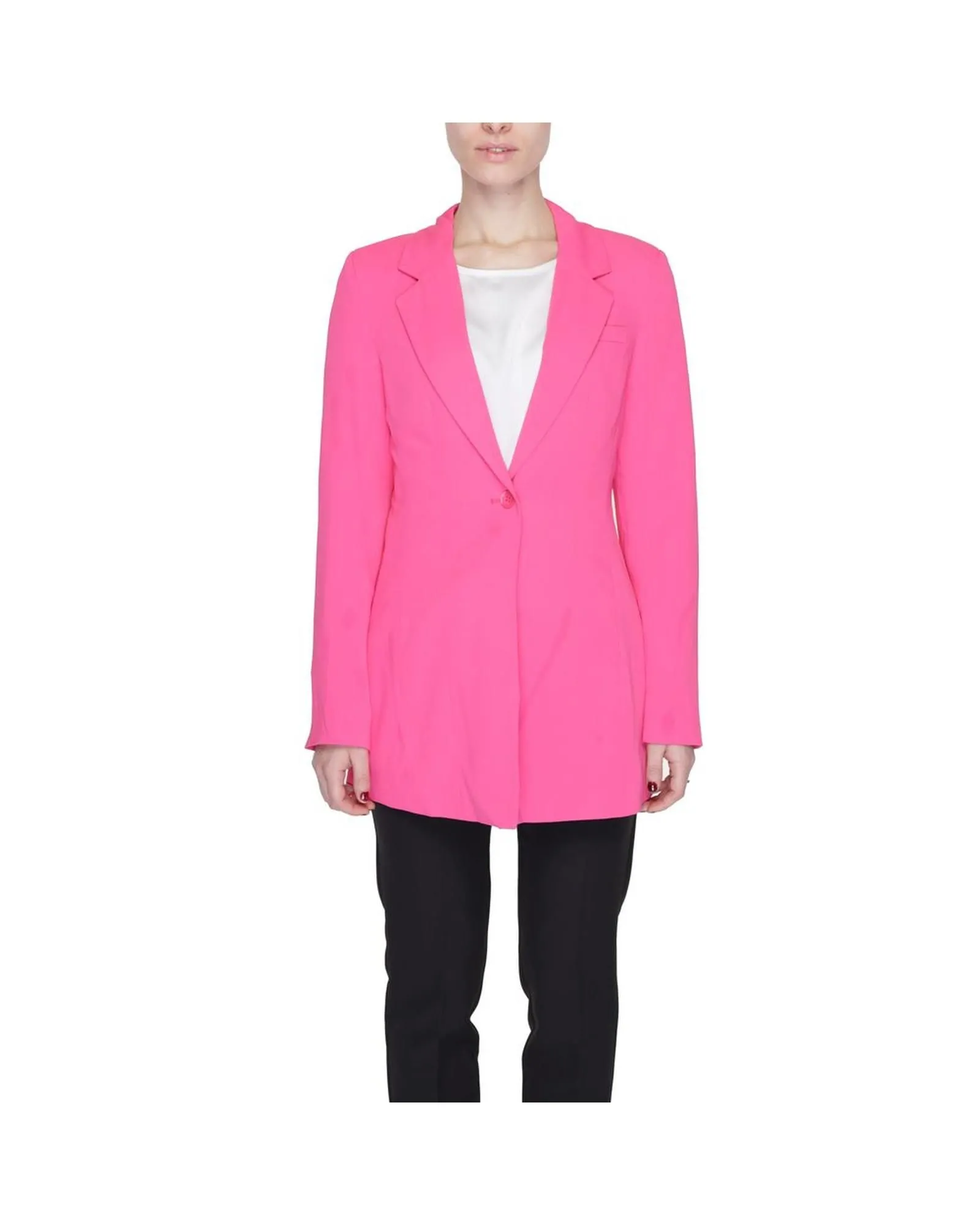 Structured Notch Lapel Blazer- Fuchsia