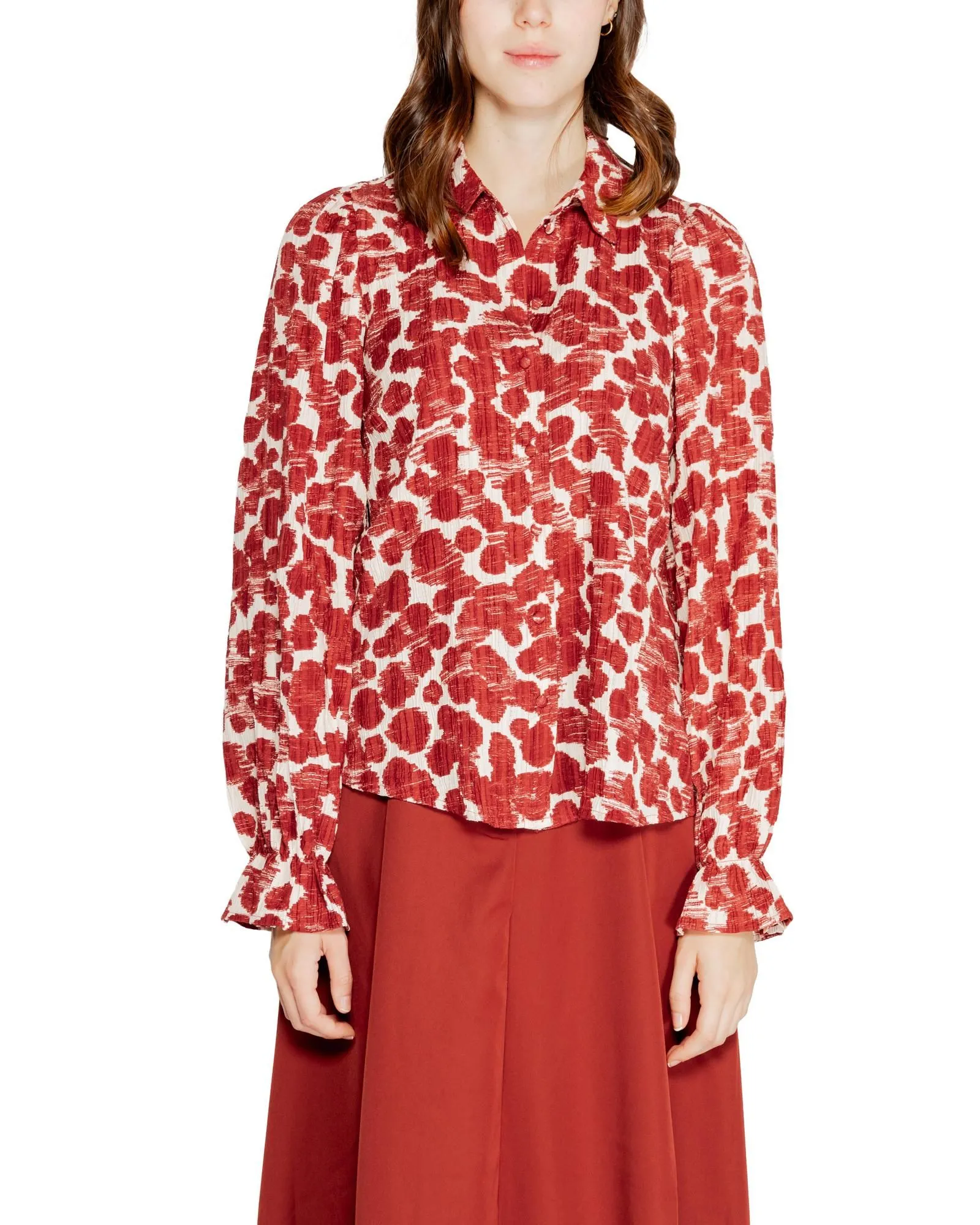 VMJA17003 Abstract Print Blouse- Red Shirts
