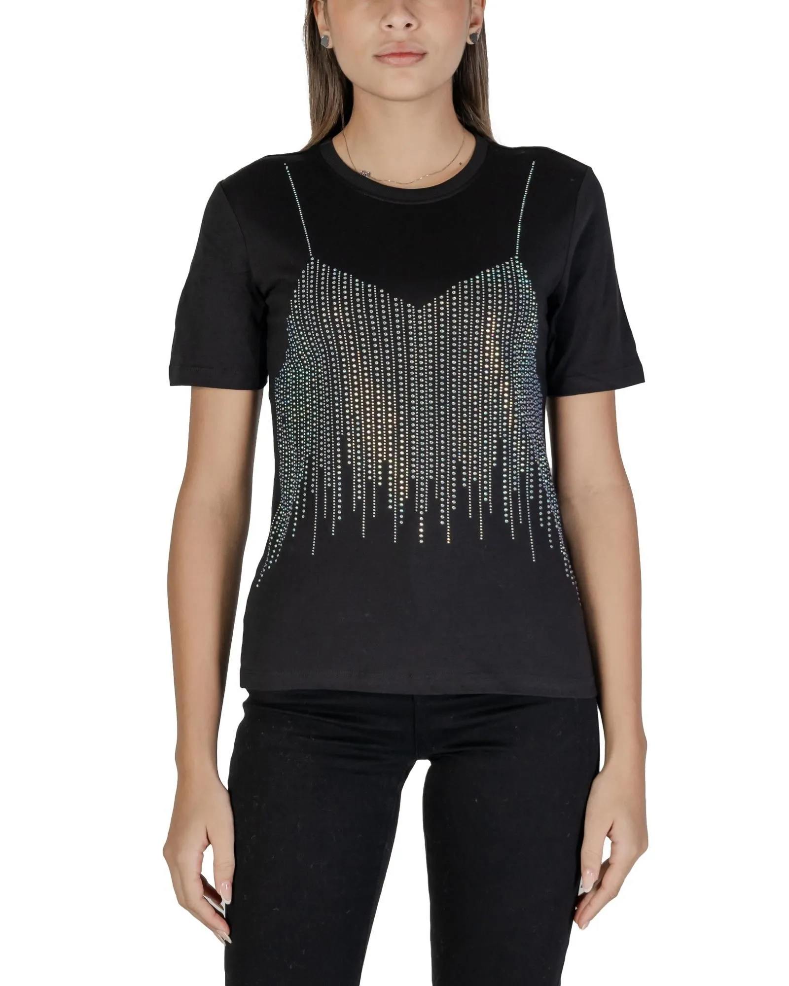 Rhinestone Bodice TShirt- Black Shirts