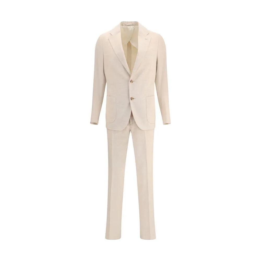 Corduroy Single-Breasted Suit with Notch Lapel and Patch Pockets-