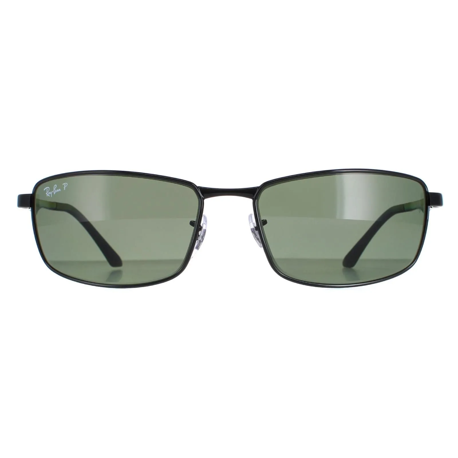 Rectangle Black Polarized Green Sunglasses