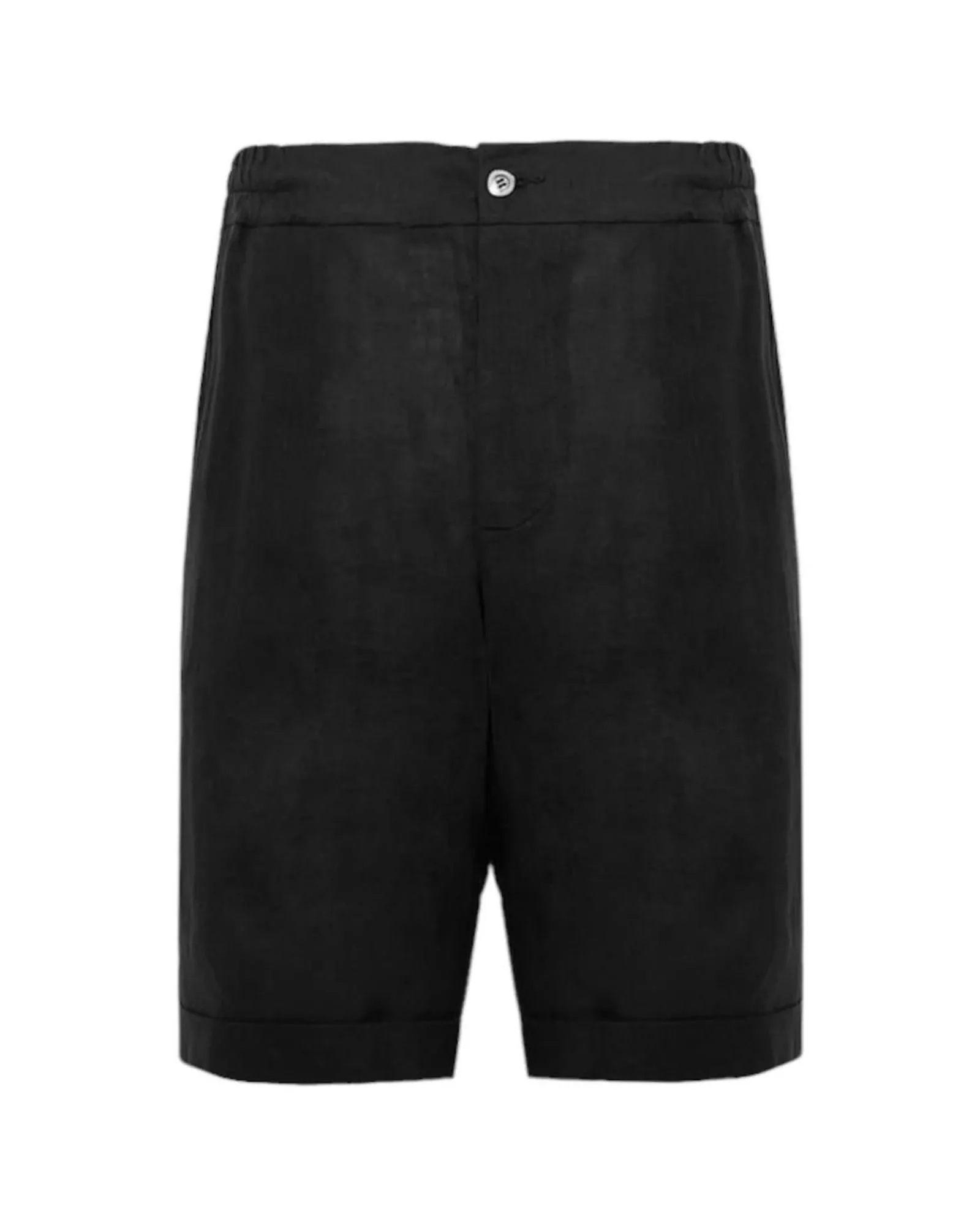 Linen Shorts Relaxed Fit- Black