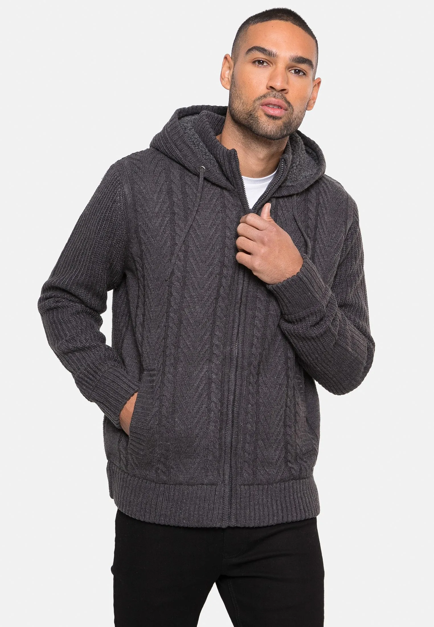 'Gellar' Borg Lined Hooded Cardigan