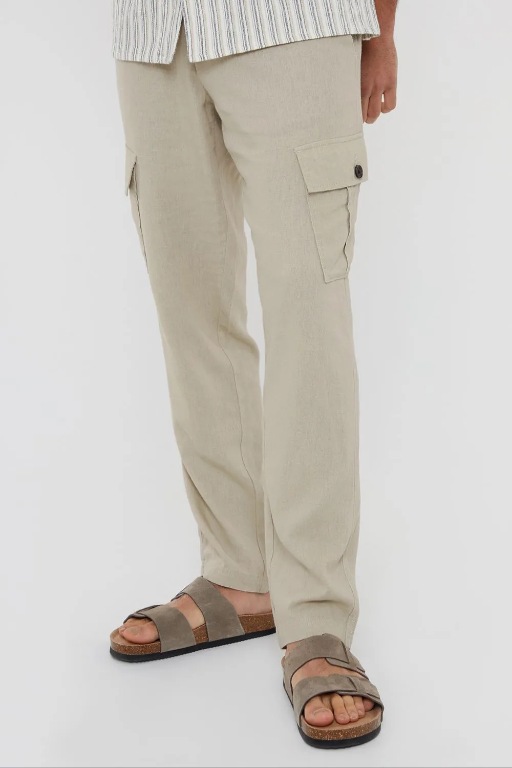 'Ramsay' Linen Blend Cargo Trousers