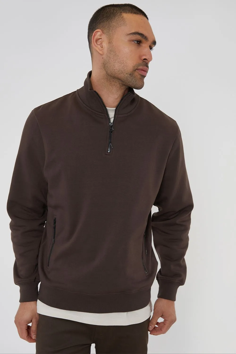'Expresso' Quarter Zip Sweatshirt